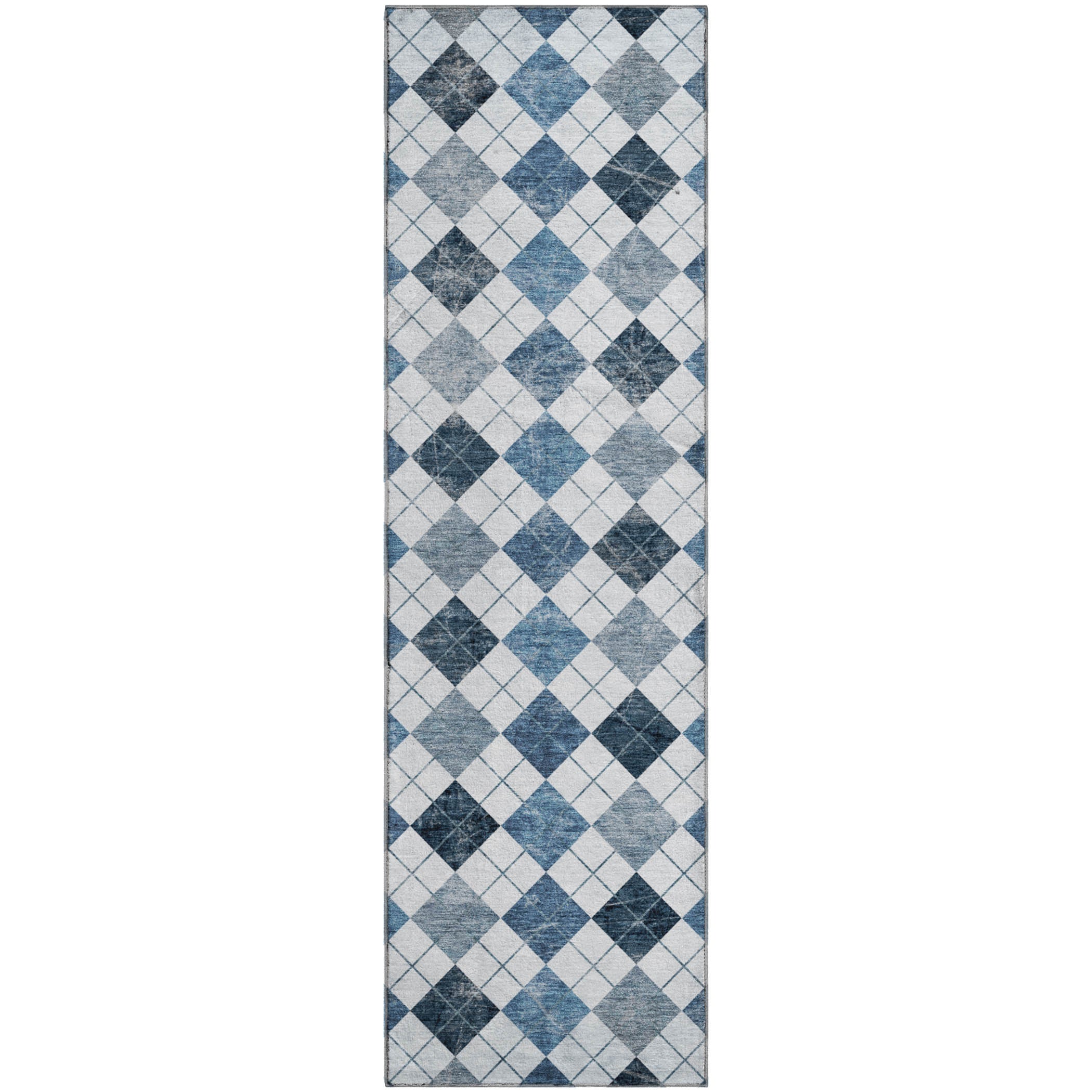 Marrakech Machine Washable Transitional Blue Rug 2'3" x 7'6" #shape_Runner