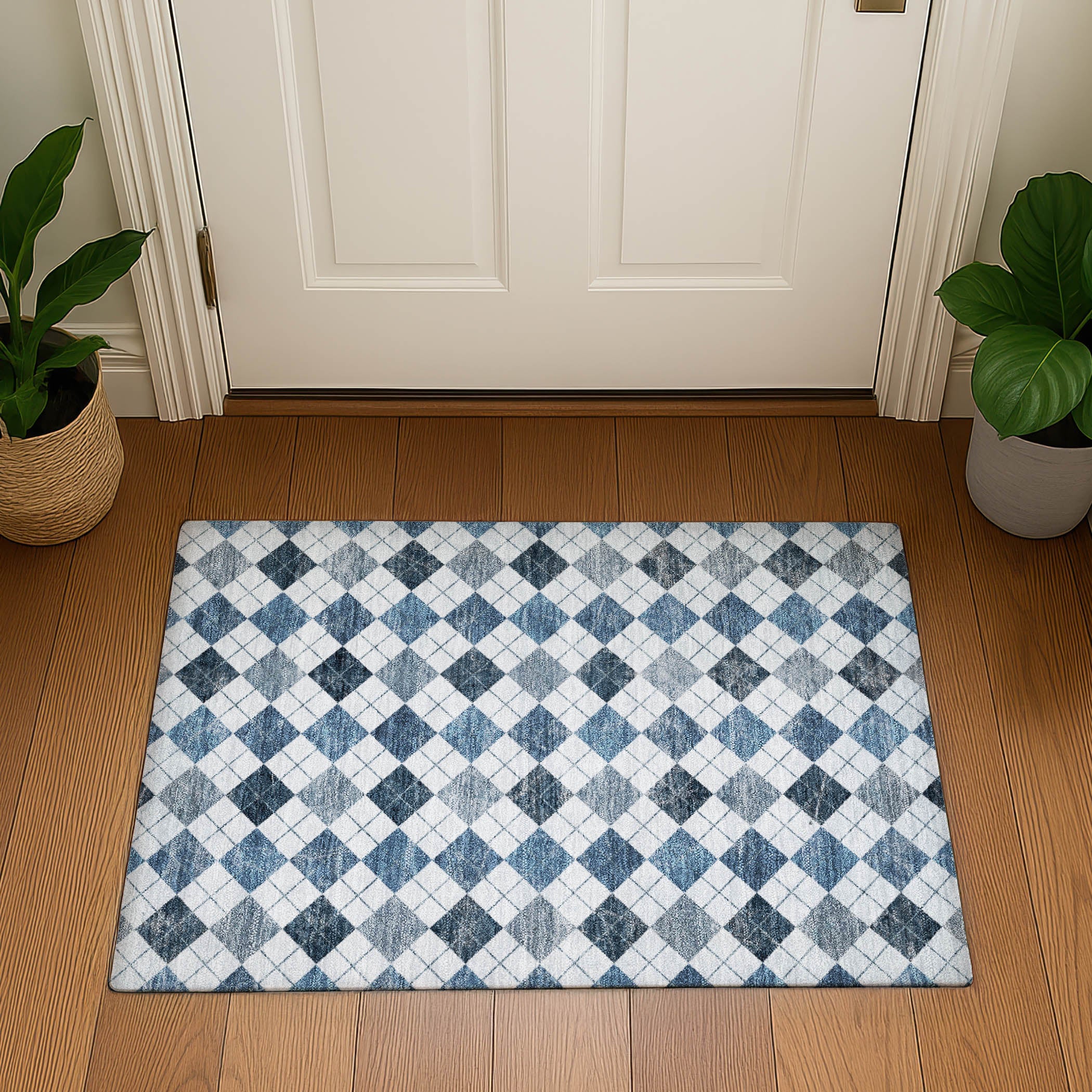 Marrakech Machine Washable Transitional Blue Rug 1'8" x 2'6" #shape_Rectangle