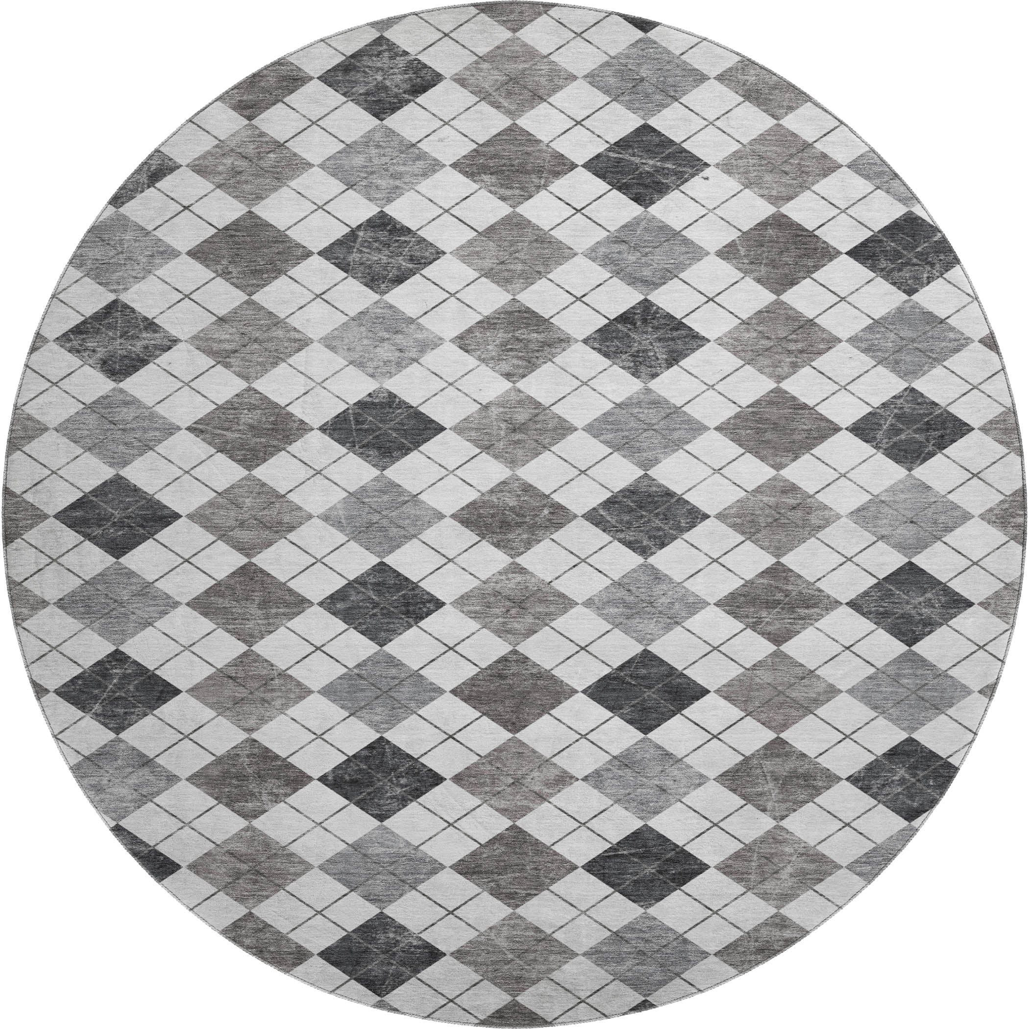 Marrakech Machine Washable Transitional Gray Rug 8' x 8' #shape_Round