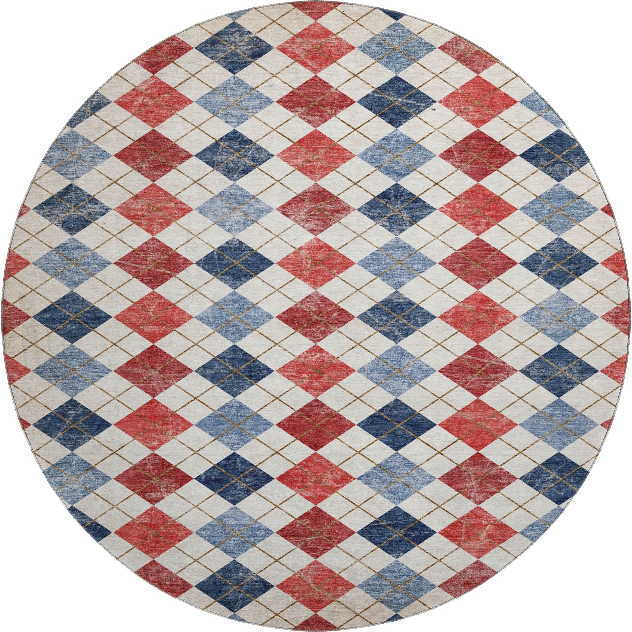 Marrakech Machine Washable Transitional Red Rug 8' x 8' #shape_Round