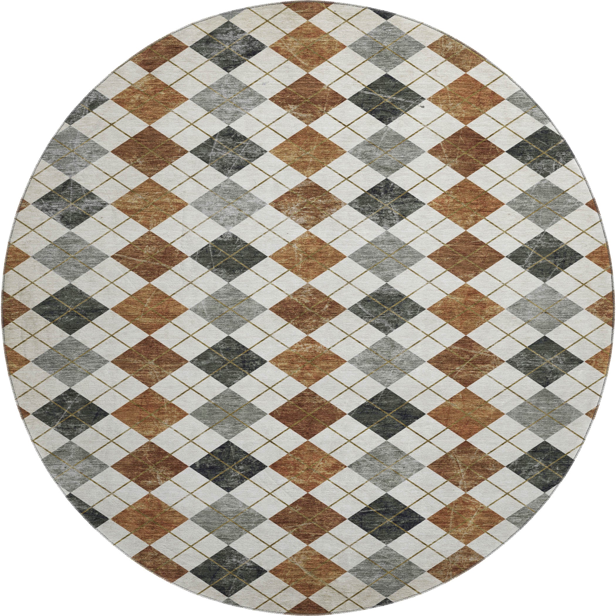 Marrakech Machine Washable Transitional Terracotta Orange Rug 8' x 8' #shape_Round