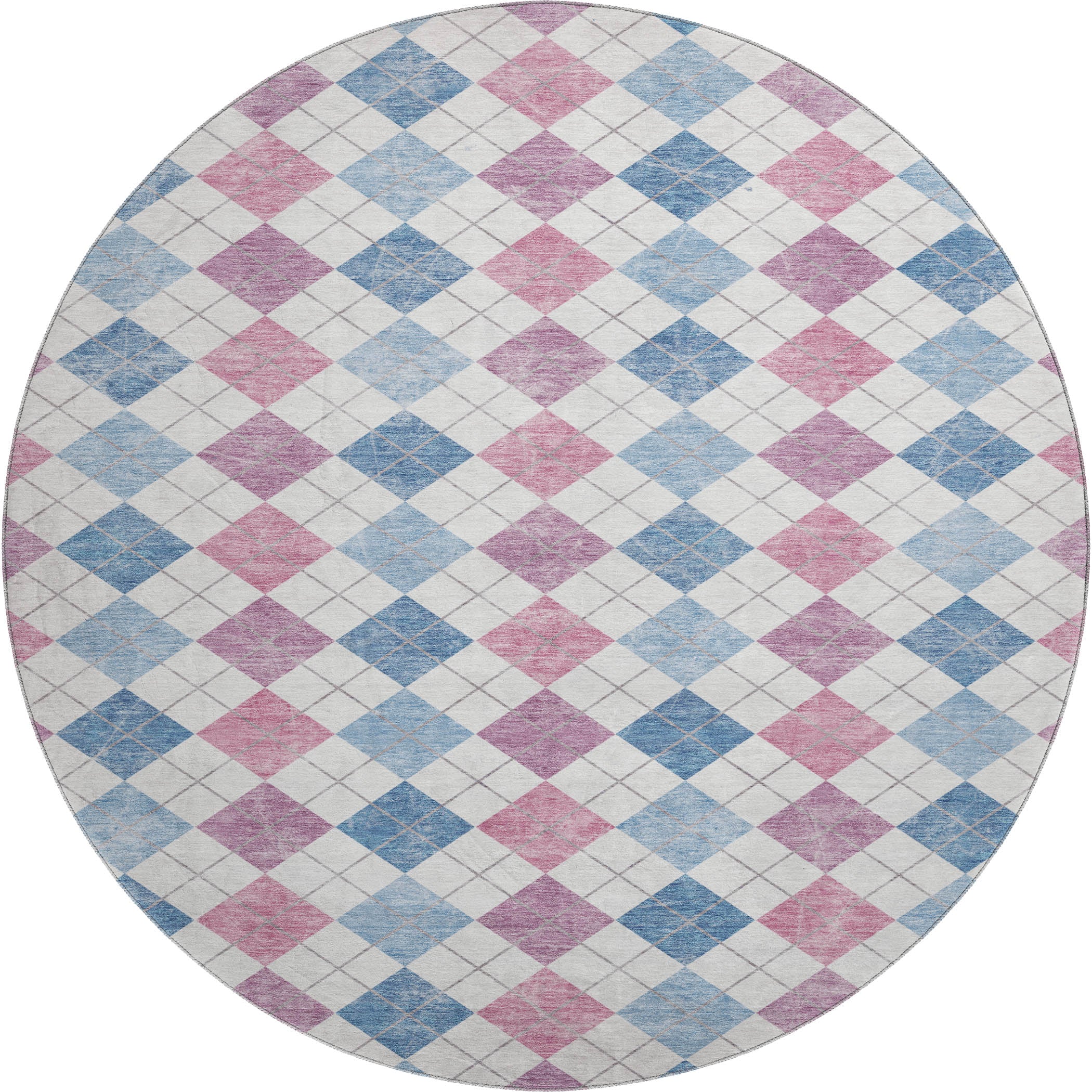 Antigua Machine Washable Transitional Blue Rug 8' x 8' #shape_Round