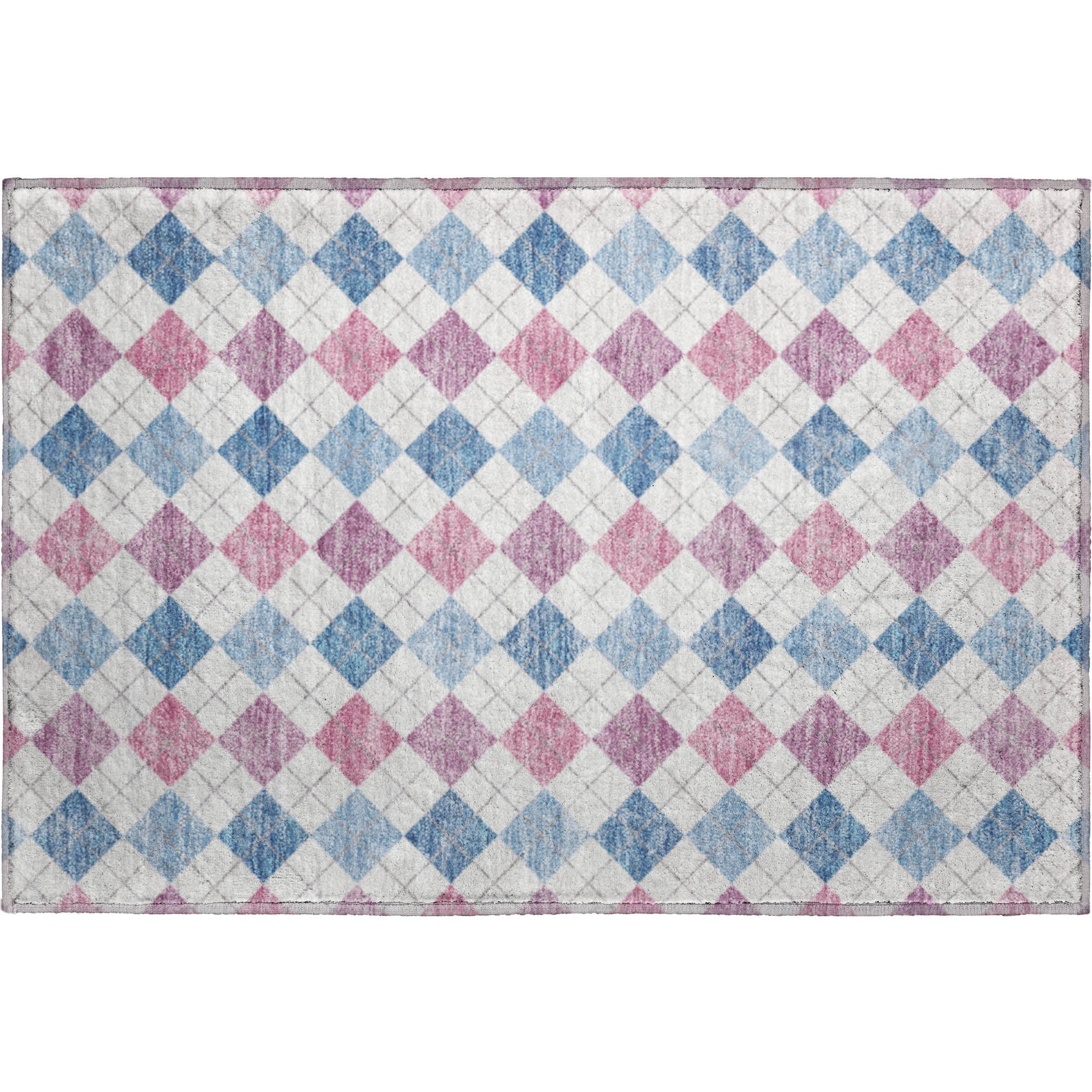 Antigua Machine Washable Transitional Blue Rug 1'8" x 2'6" #shape_Rectangle
