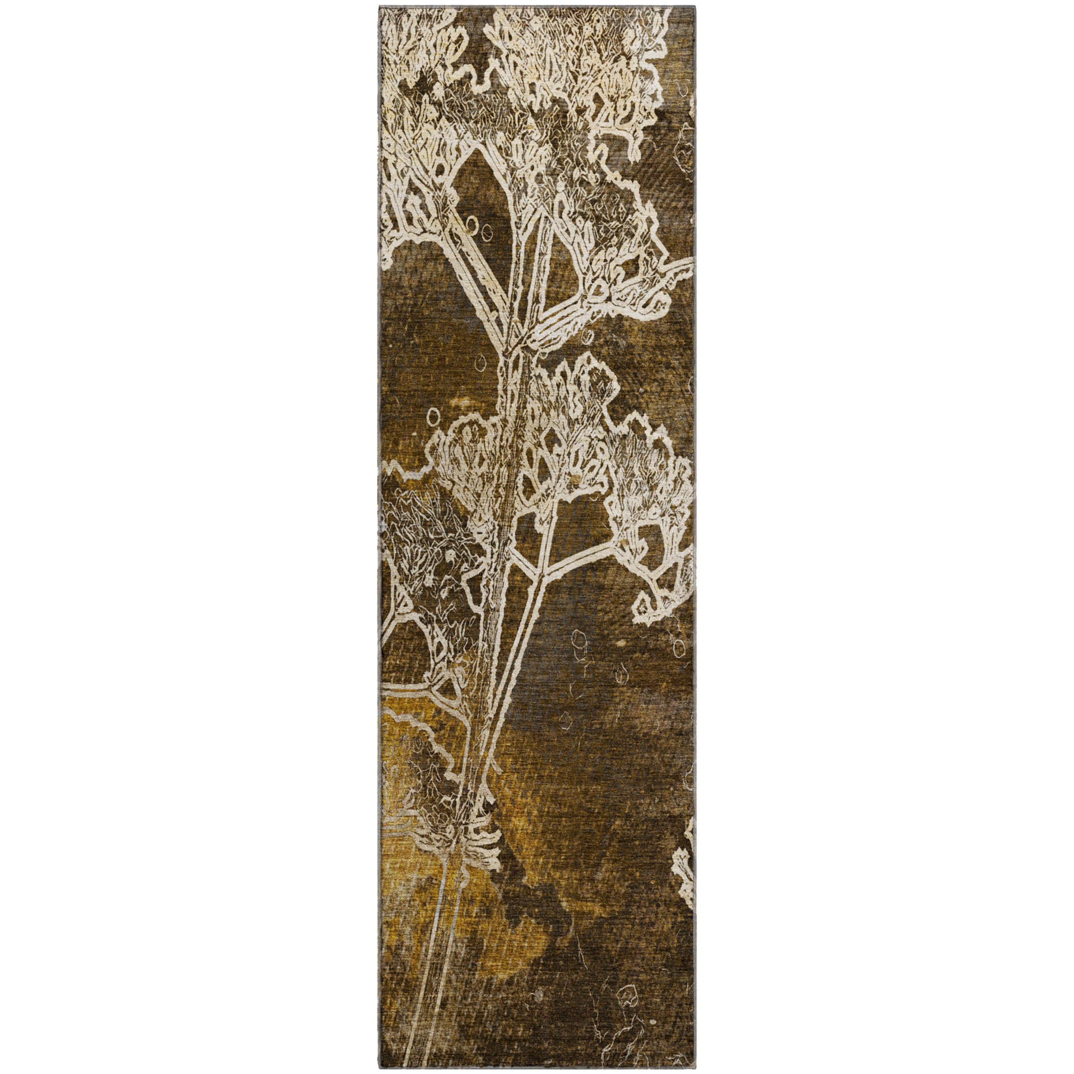 Salzburg Machine Washable Transitional Chocolate Brown Rug 2'3" x 7'6" #shape_Runner