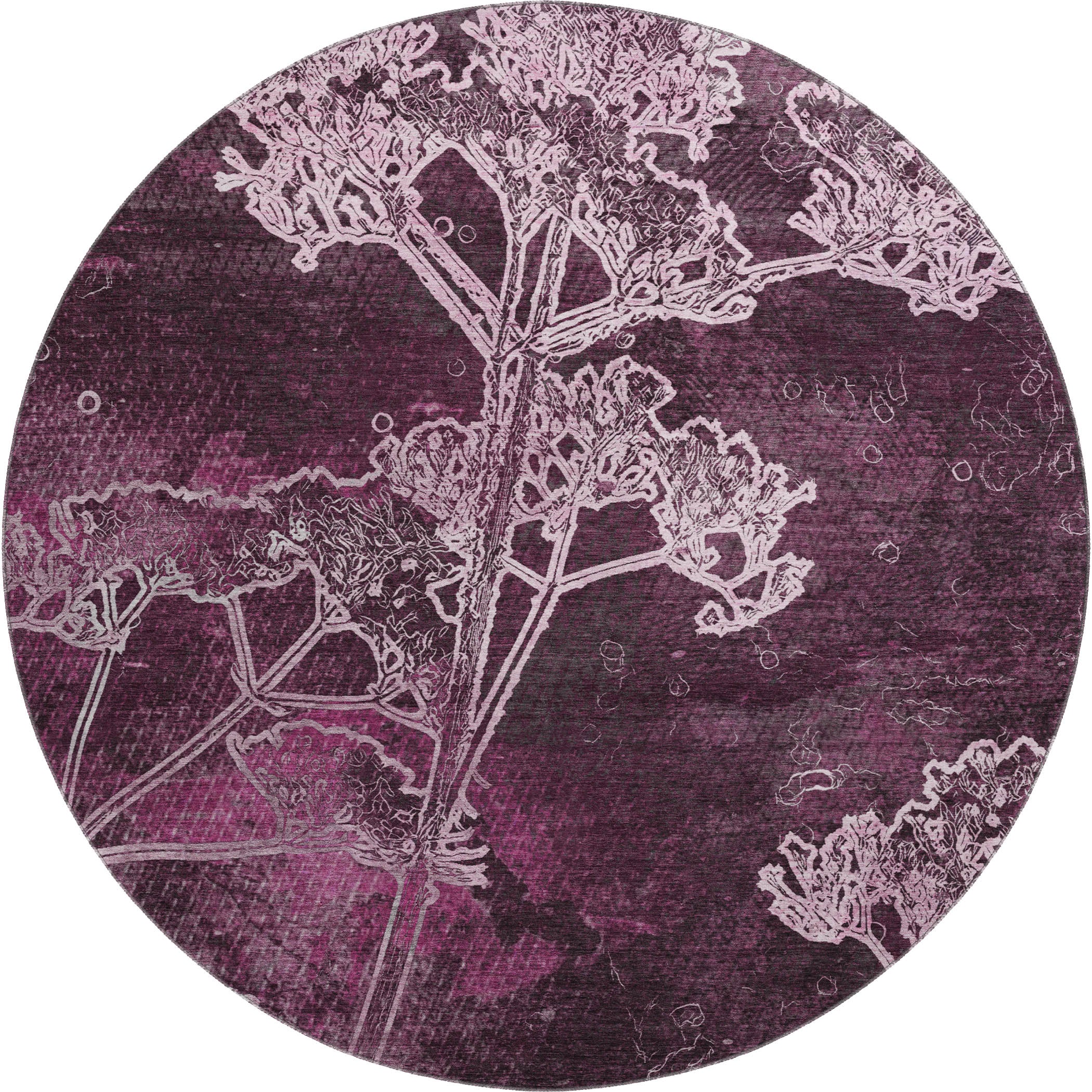Salzburg Machine Washable Transitional Eggplant Purple Rug 8' x 8' #shape_Round