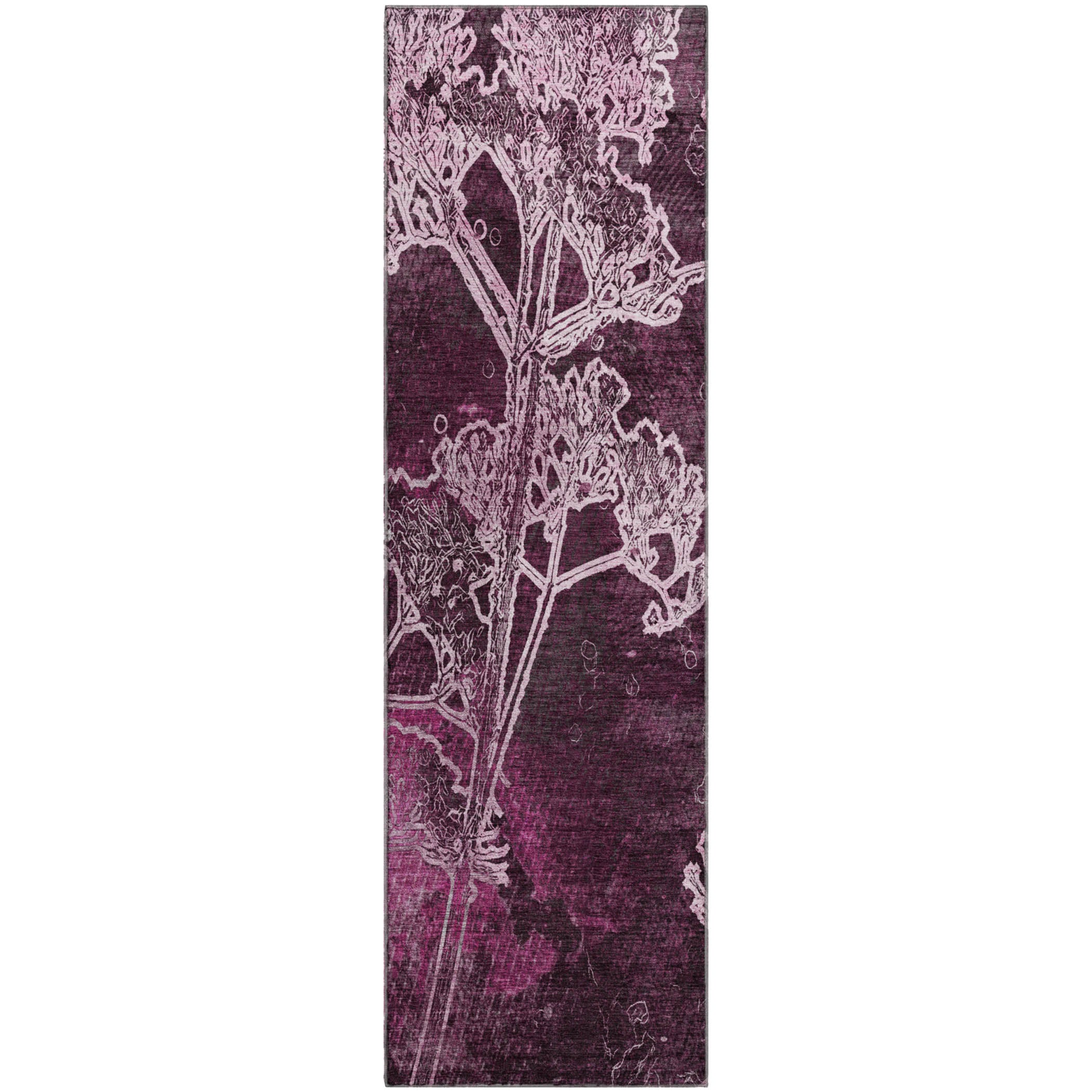 Salzburg Machine Washable Transitional Eggplant Purple Rug 2'3" x 7'6" #shape_Runner