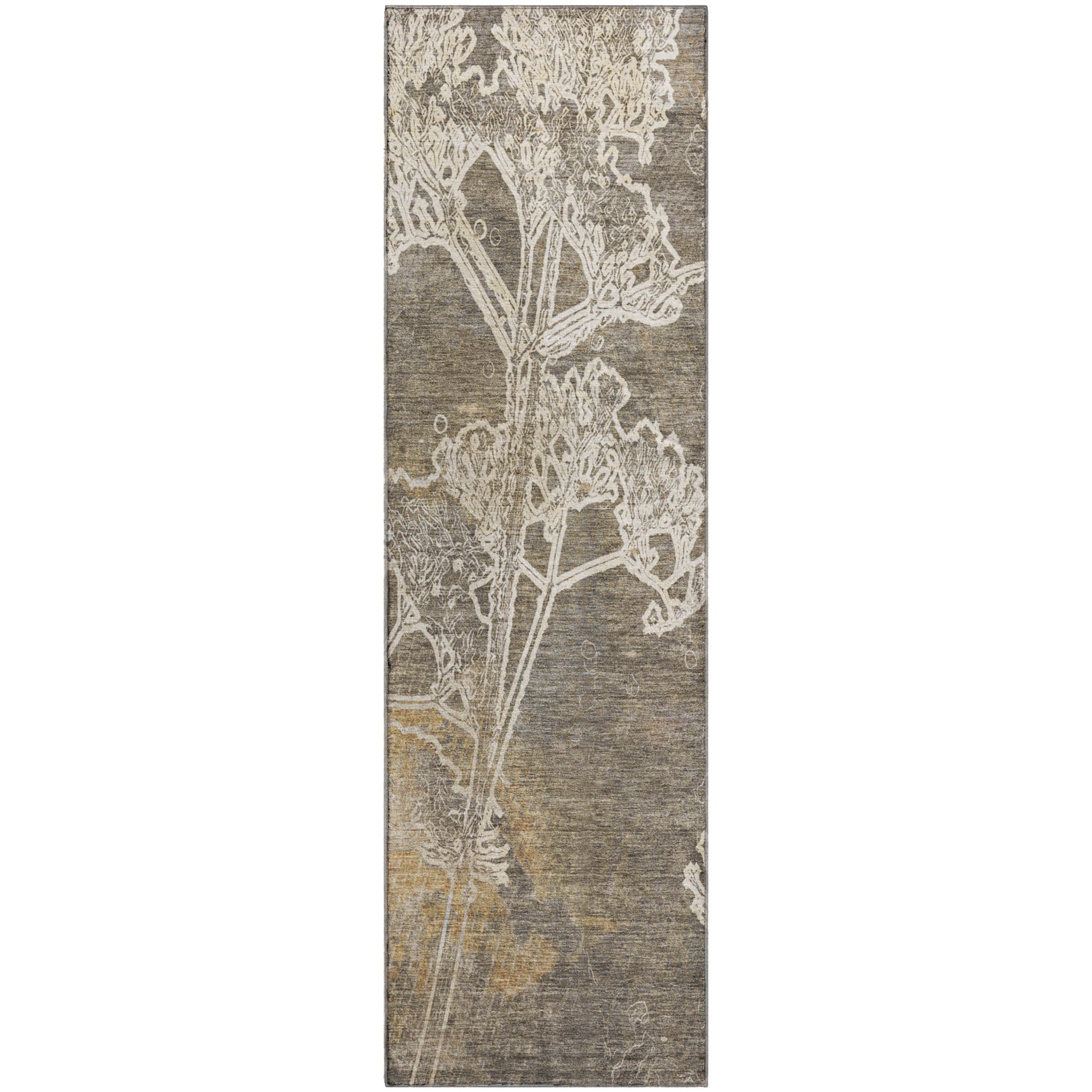 Salzburg Machine Washable Transitional Khaki Brown Rug 2'3" x 7'6" #shape_Runner