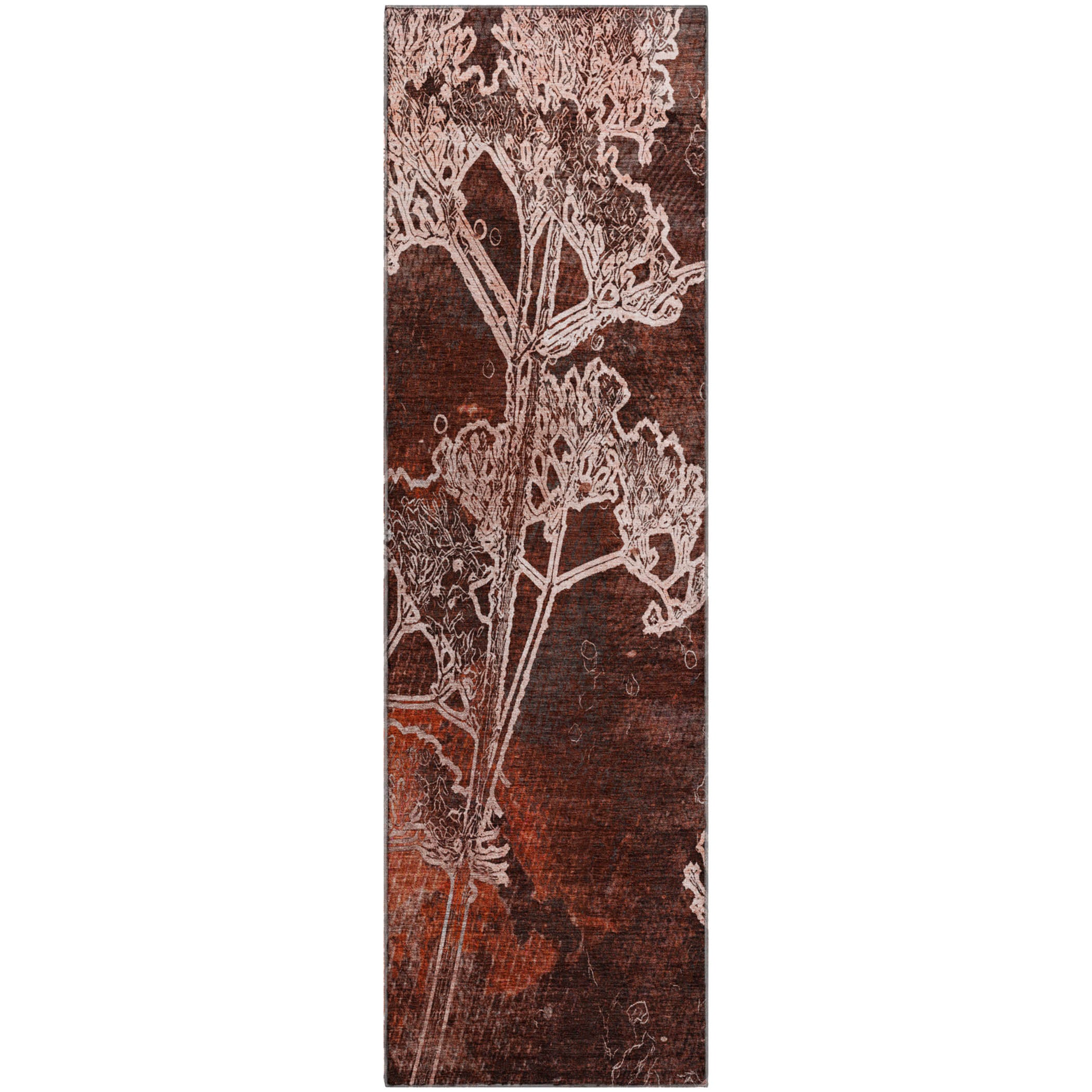 Salzburg Machine Washable Transitional Merlot Red Rug 2'3" x 7'6" #shape_Runner
