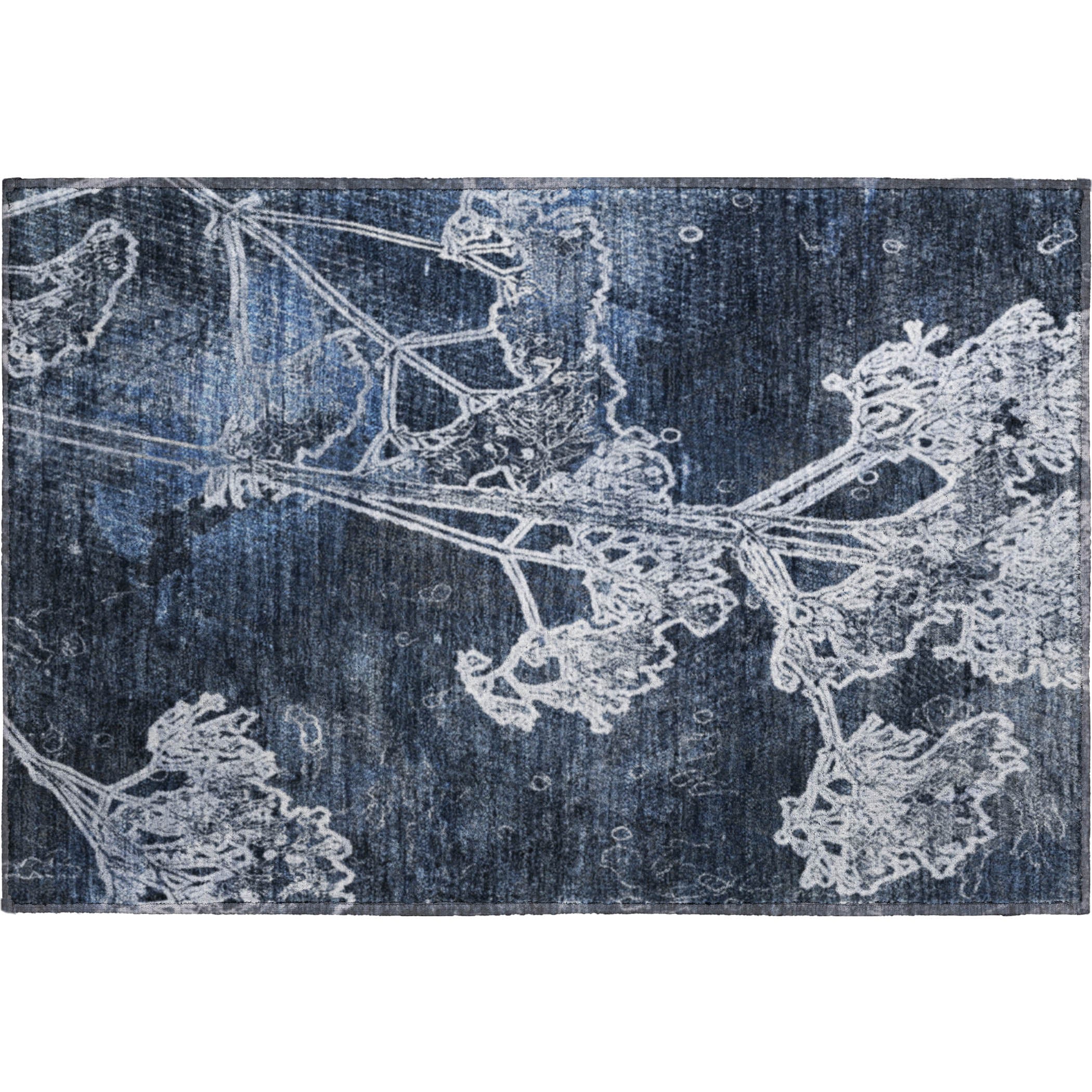 Salzburg Machine Washable Transitional Navy Blue Rug 1'8" x 2'6" #shape_Rectangle