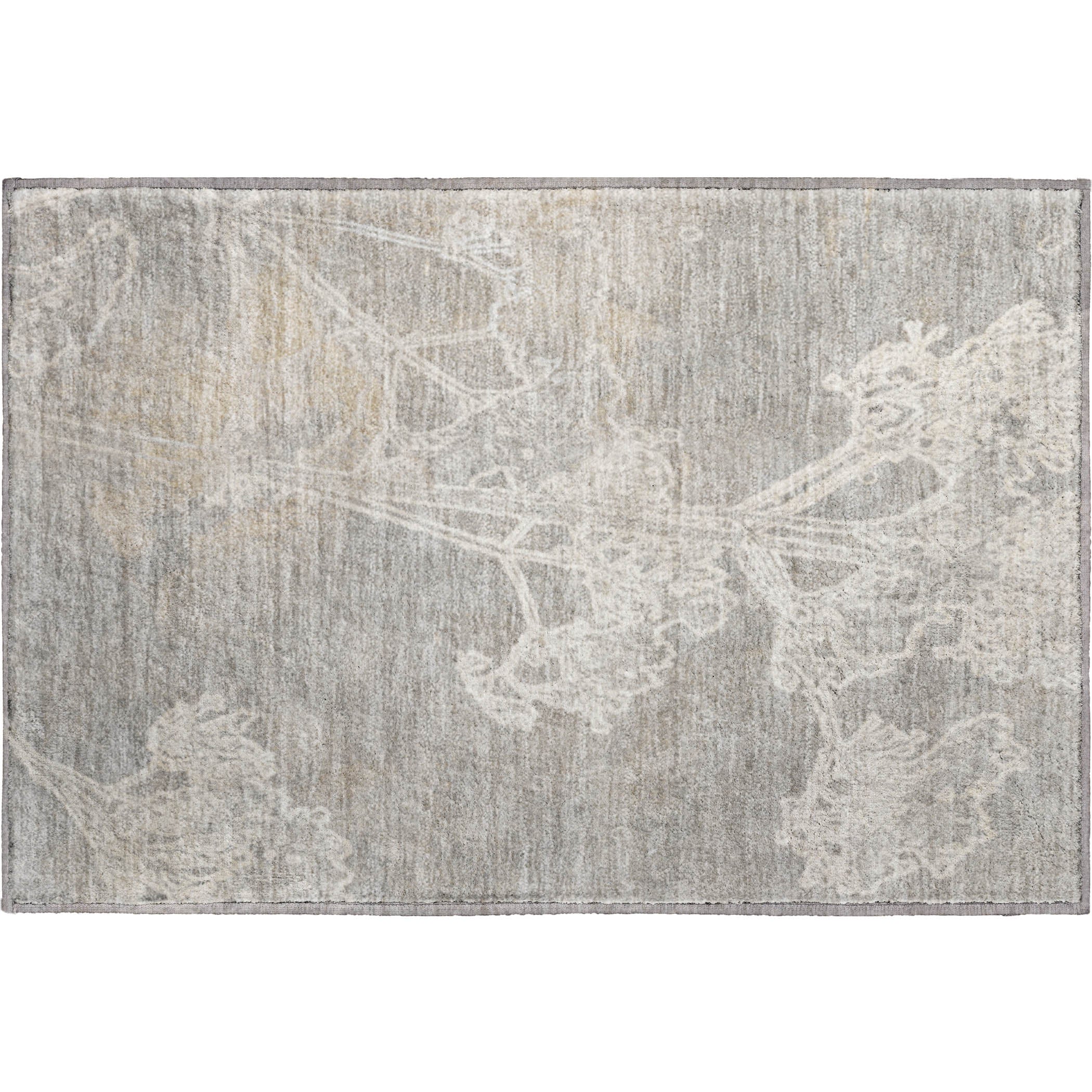 Salzburg Machine Washable Transitional Silver Gray Rug 1'8" x 2'6" #shape_Rectangle