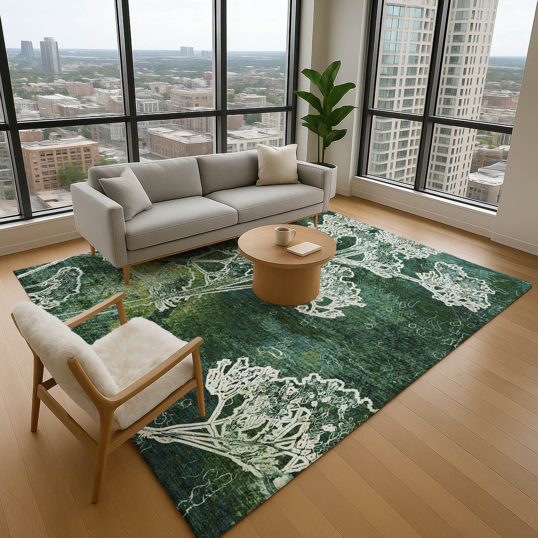 Salzburg Machine Washable Transitional Teal Rug 2'6" x 3'10" #shape_Rectangle