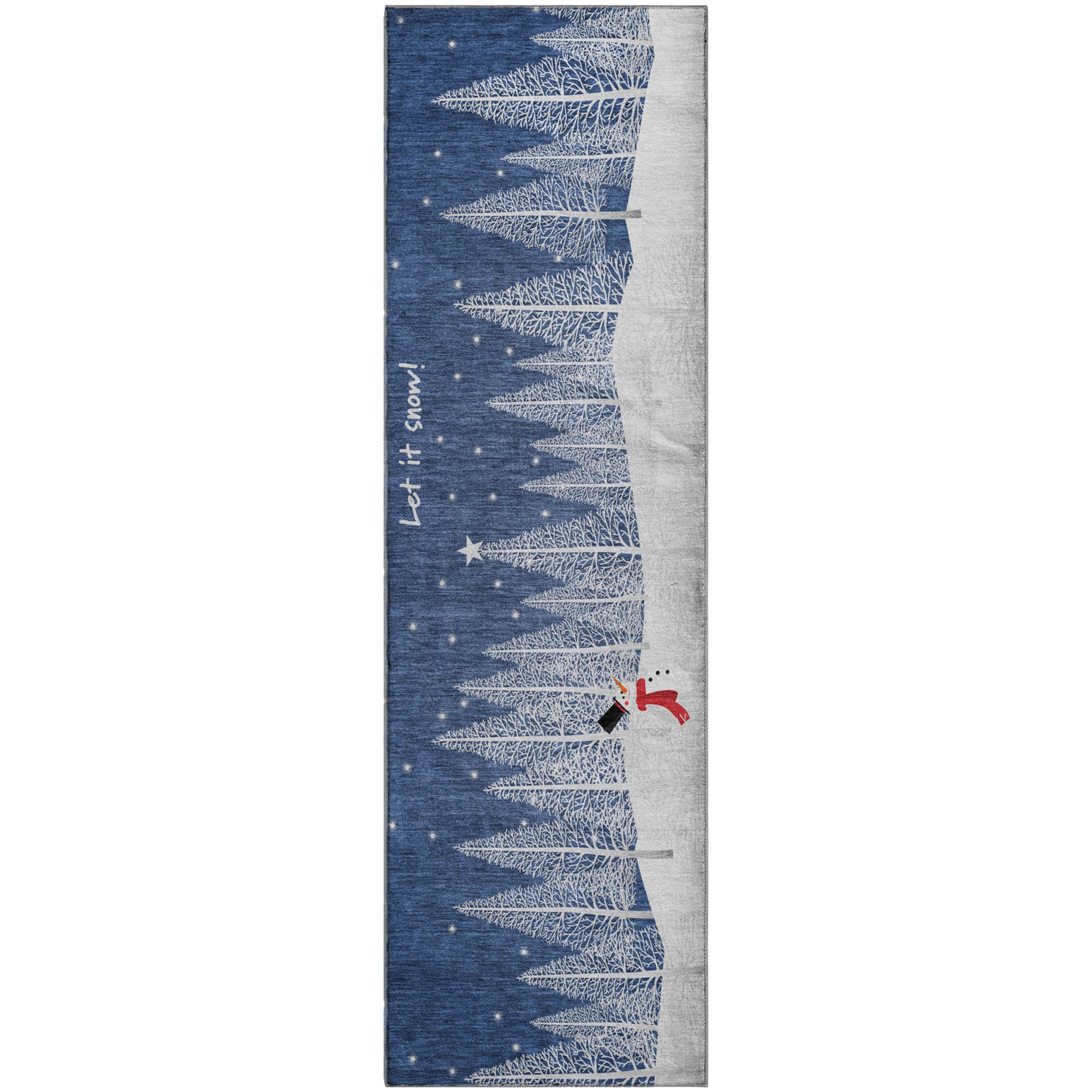 Mdina Machine Washable Holiday Blue Rug 2'3" x 7'6" #shape_Runner