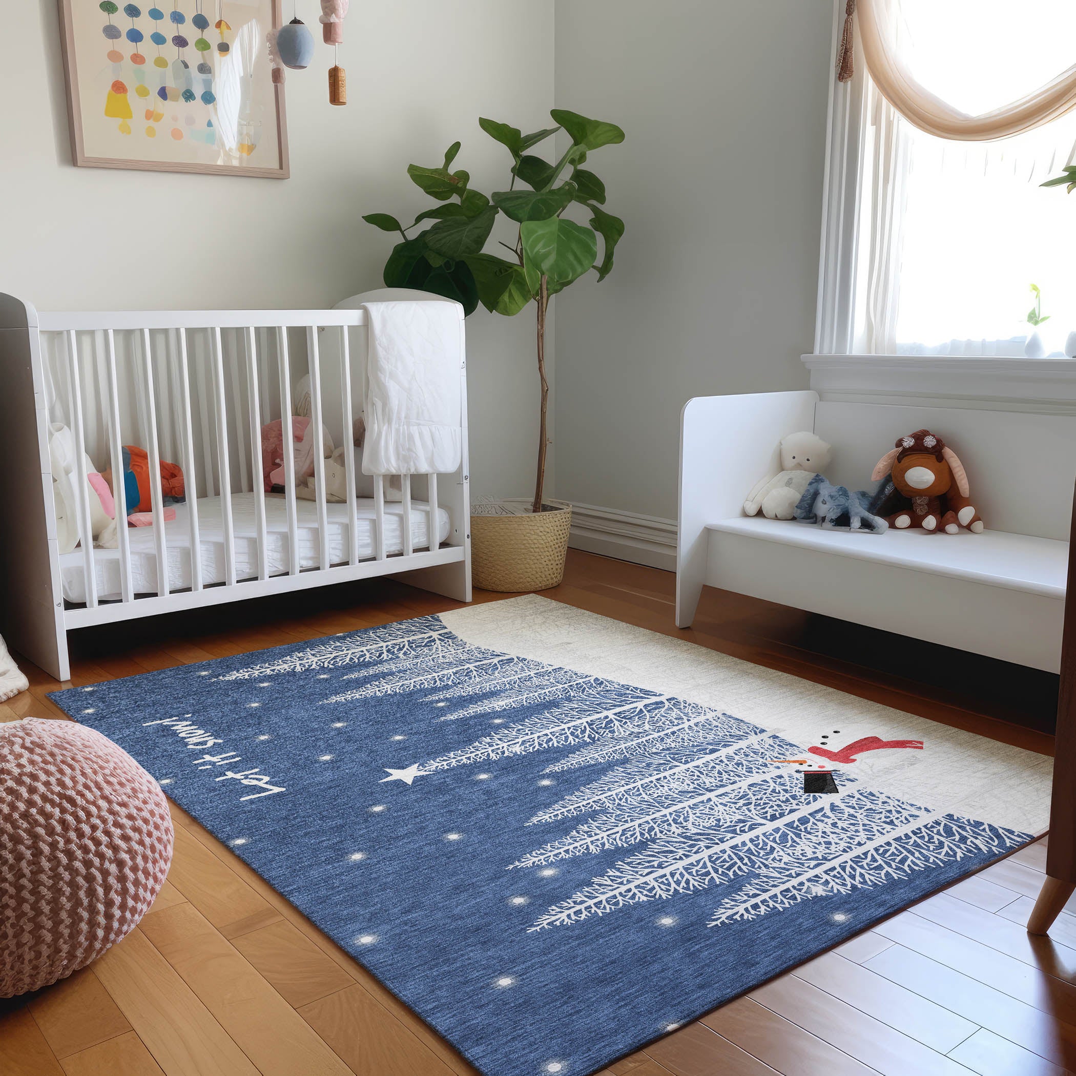 Mdina Machine Washable Holiday Blue Rug 2'6" x 3'10" #shape_Rectangle