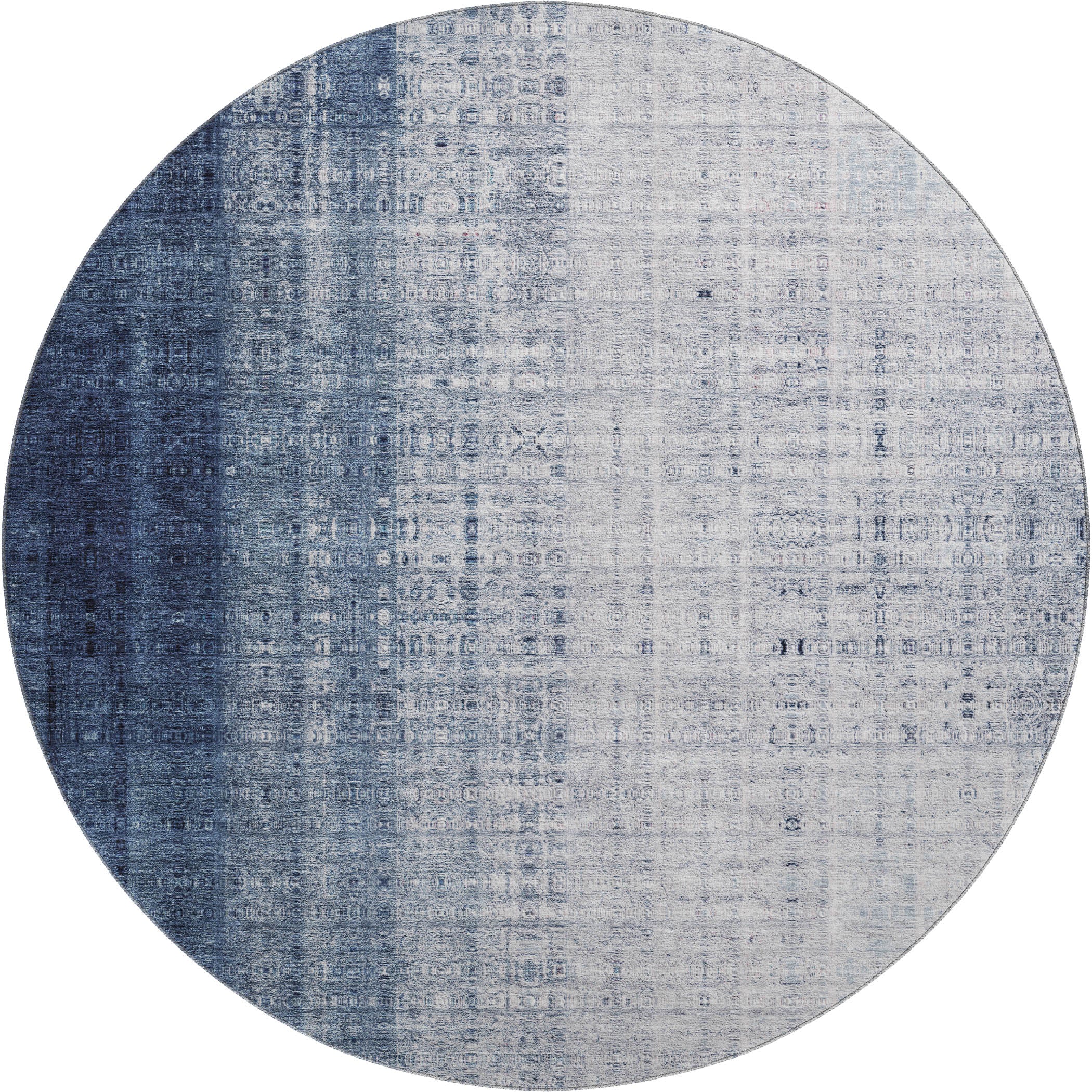 Salzburg Machine Washable Transitional Blue Rug 8' x 8' #shape_Round