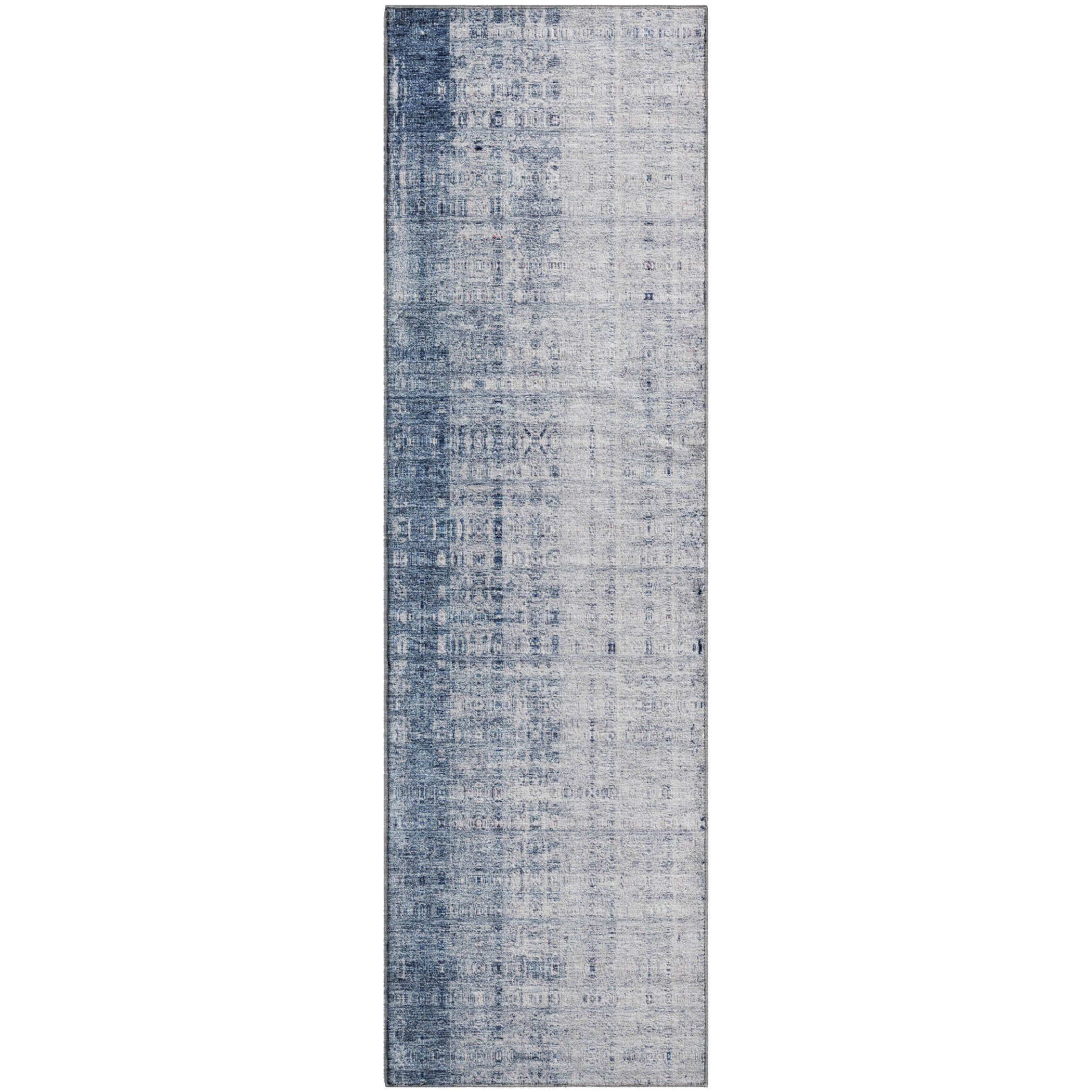 Salzburg Machine Washable Transitional Blue Rug 2'3" x 7'6" #shape_Runner