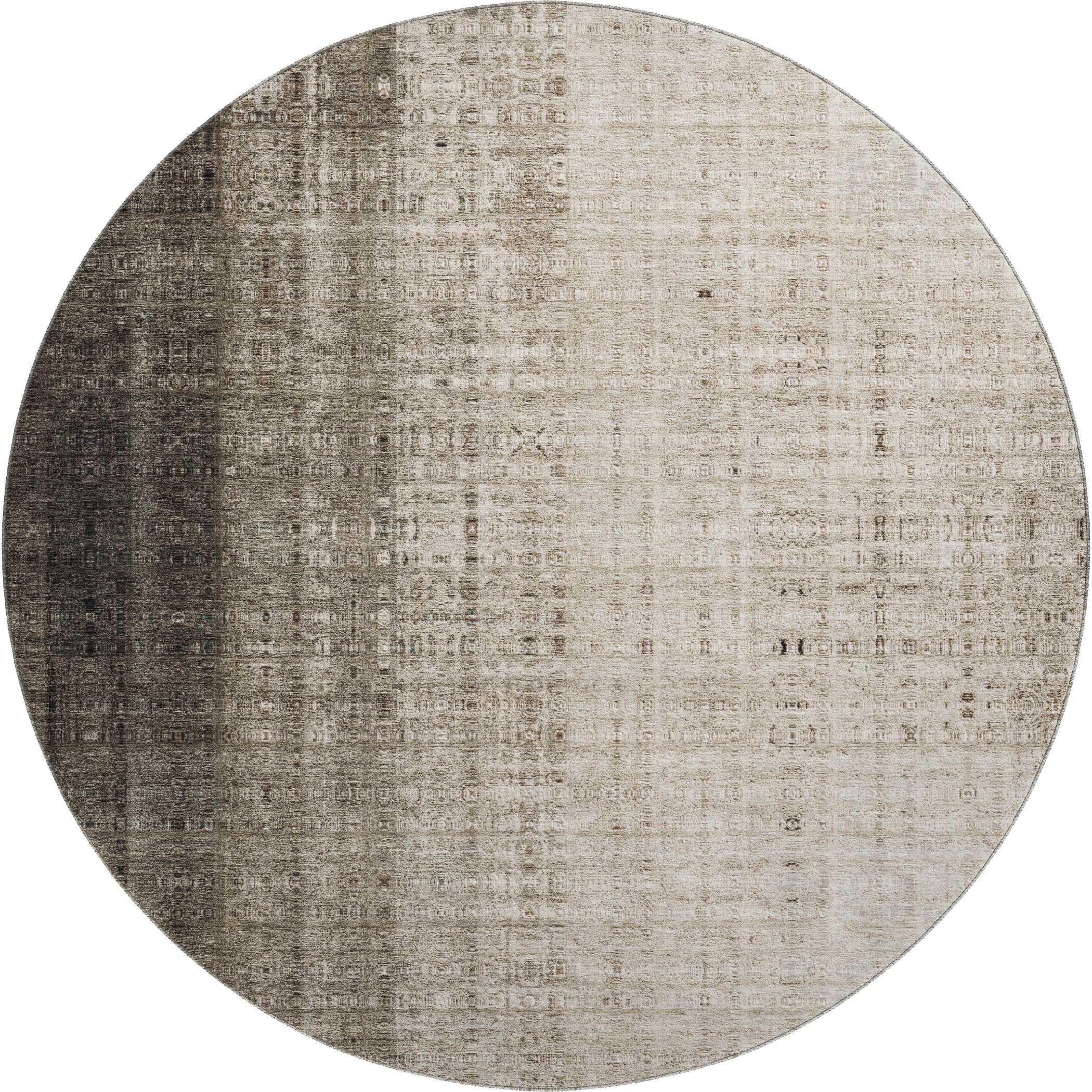 Salzburg Machine Washable Transitional Brown Rug 8' x 8' #shape_Round