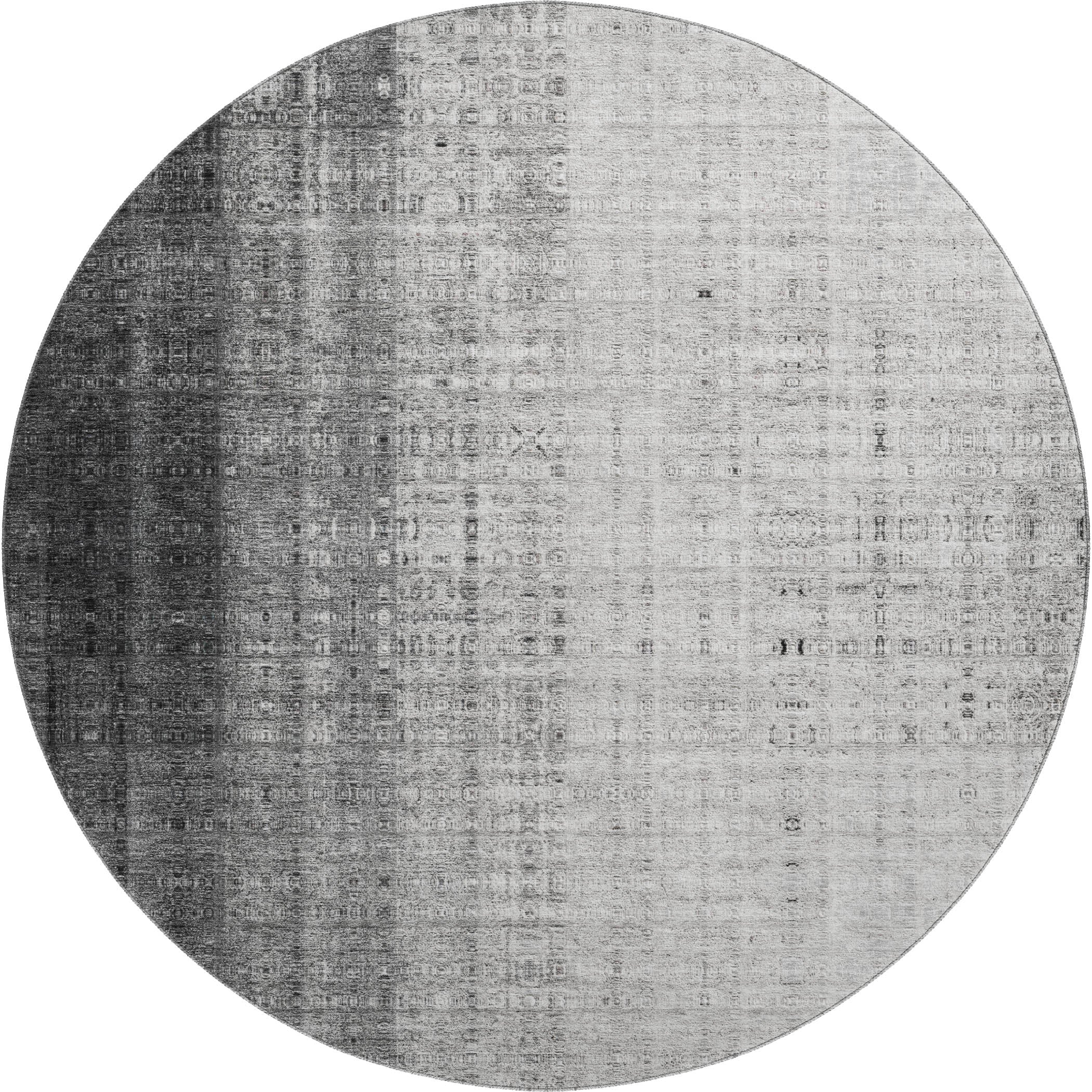 Salzburg Machine Washable Transitional Gray Rug 8' x 8' #shape_Round