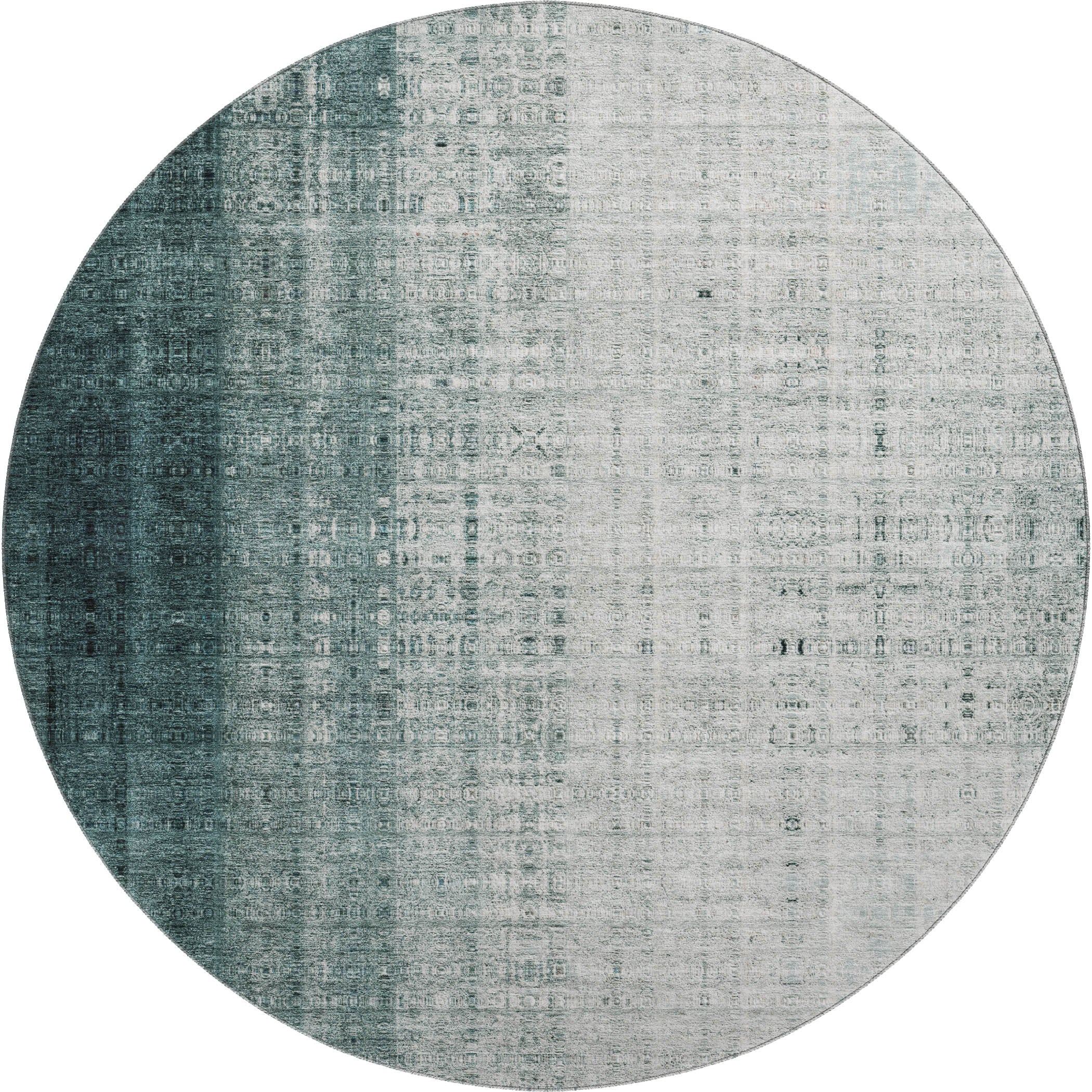 Salzburg Machine Washable Transitional Teal Rug 8' x 8' #shape_Round
