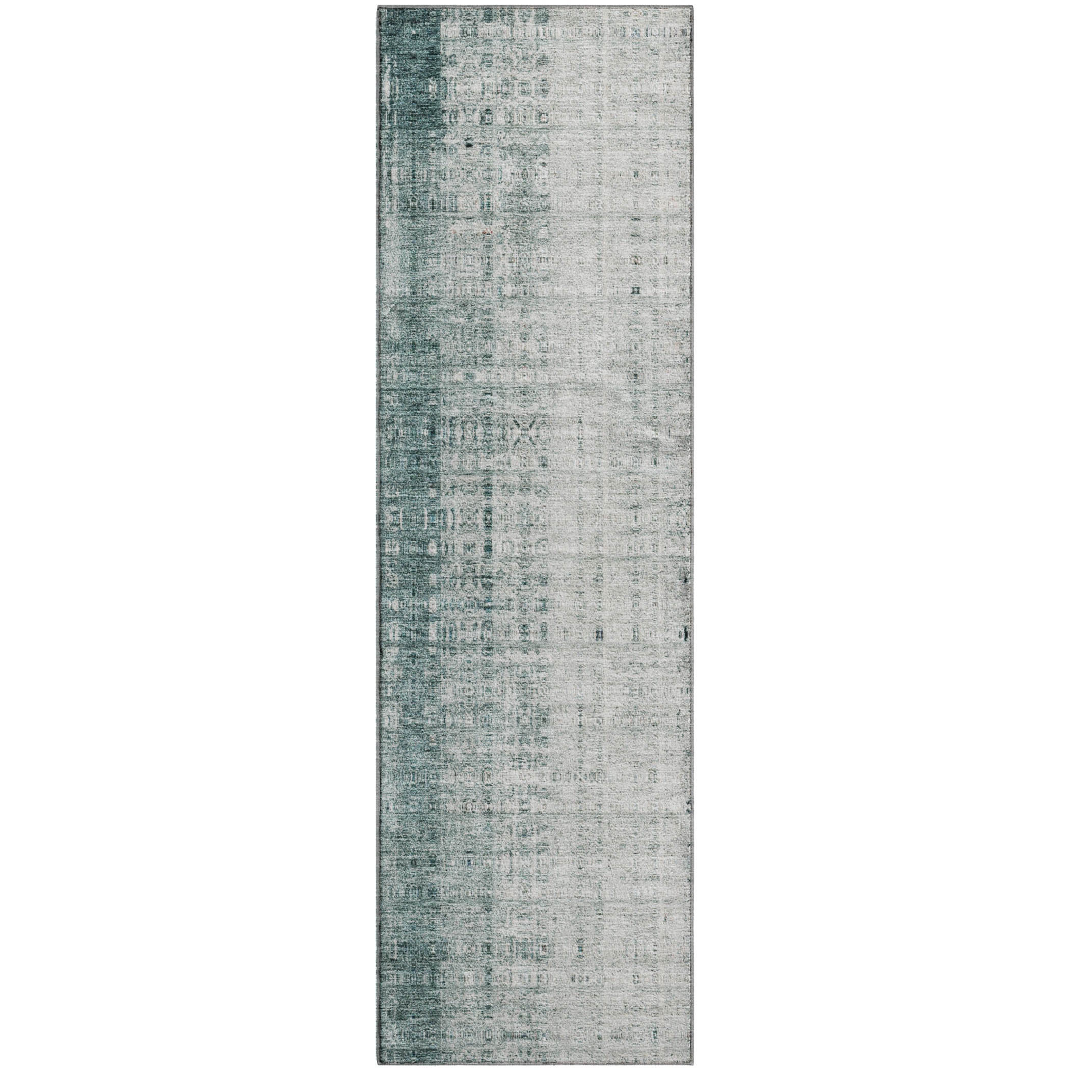 Salzburg Machine Washable Transitional Teal Rug 2'3" x 7'6" #shape_Runner