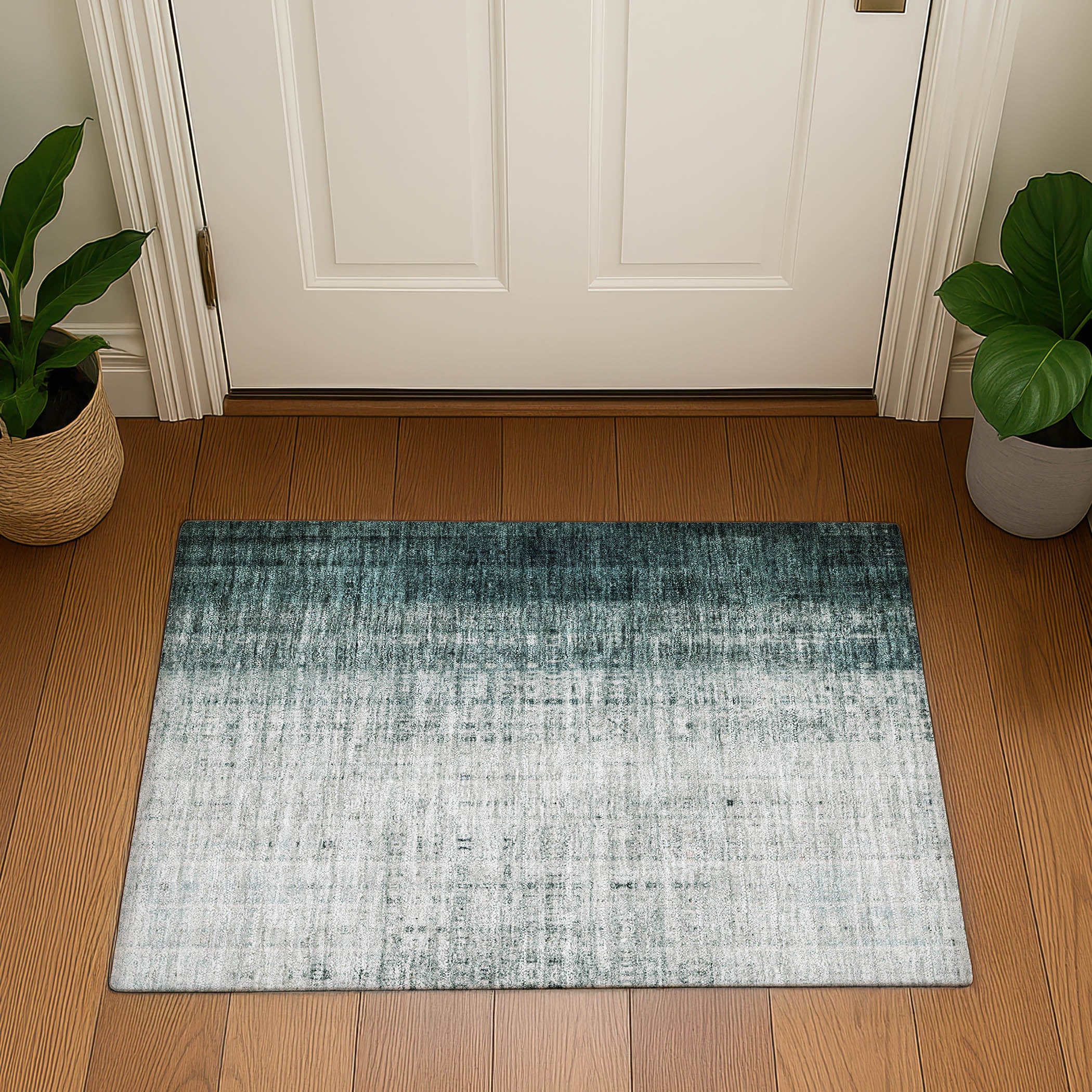 Salzburg Machine Washable Transitional Teal Rug 1'8" x 2'6" #shape_Rectangle