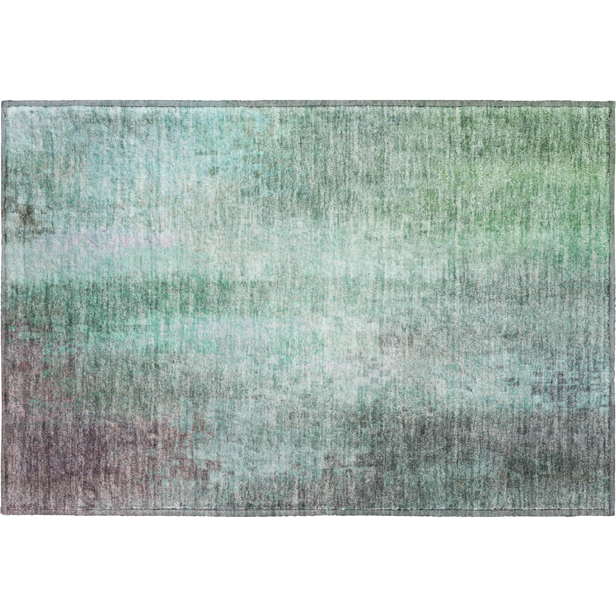 Seoul Machine Washable Transitional Aqua Teal Rug 1'8" x 2'6" #shape_Rectangle