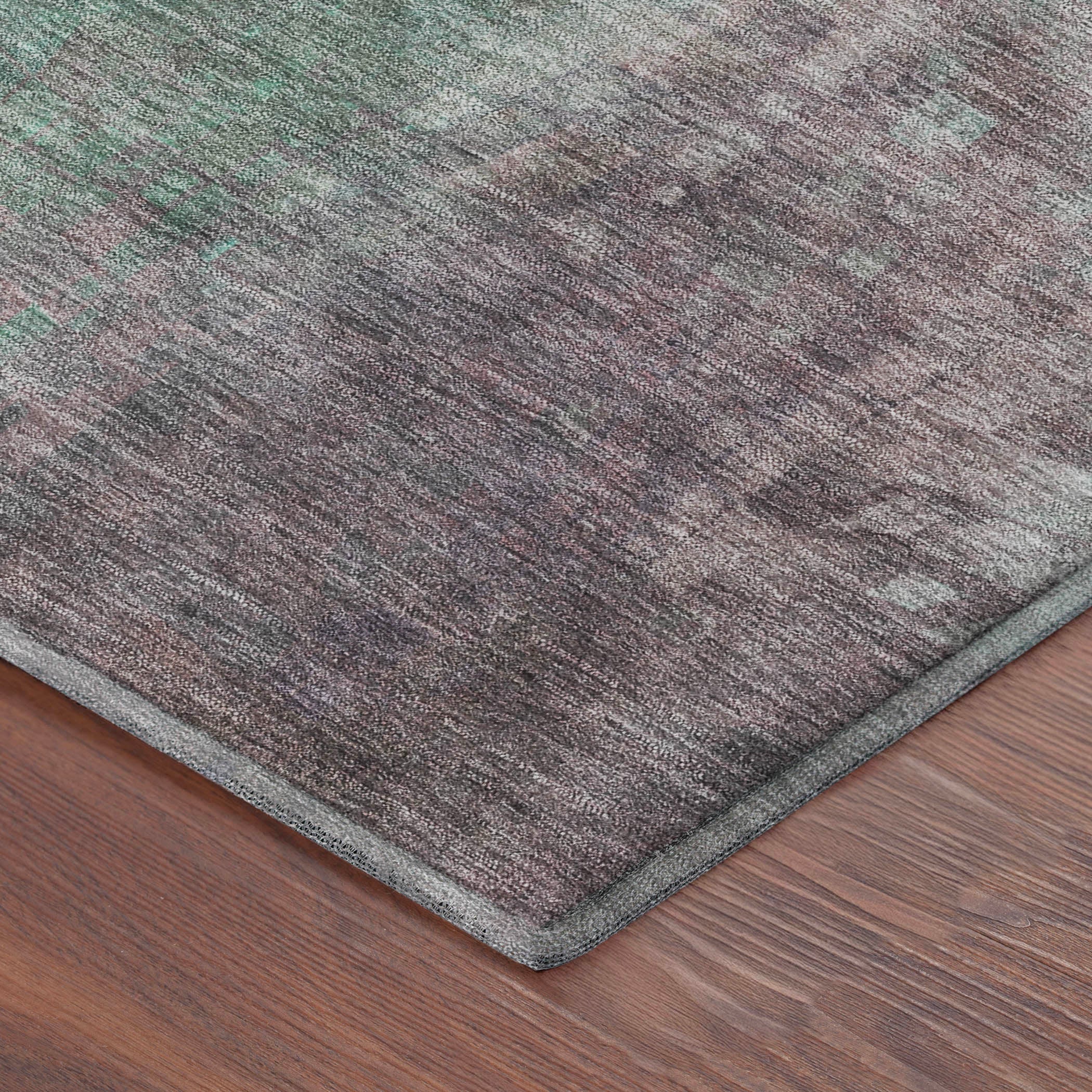 Seoul Machine Washable Transitional Aqua Teal Rug 1'8" x 2'6" #shape_Rectangle