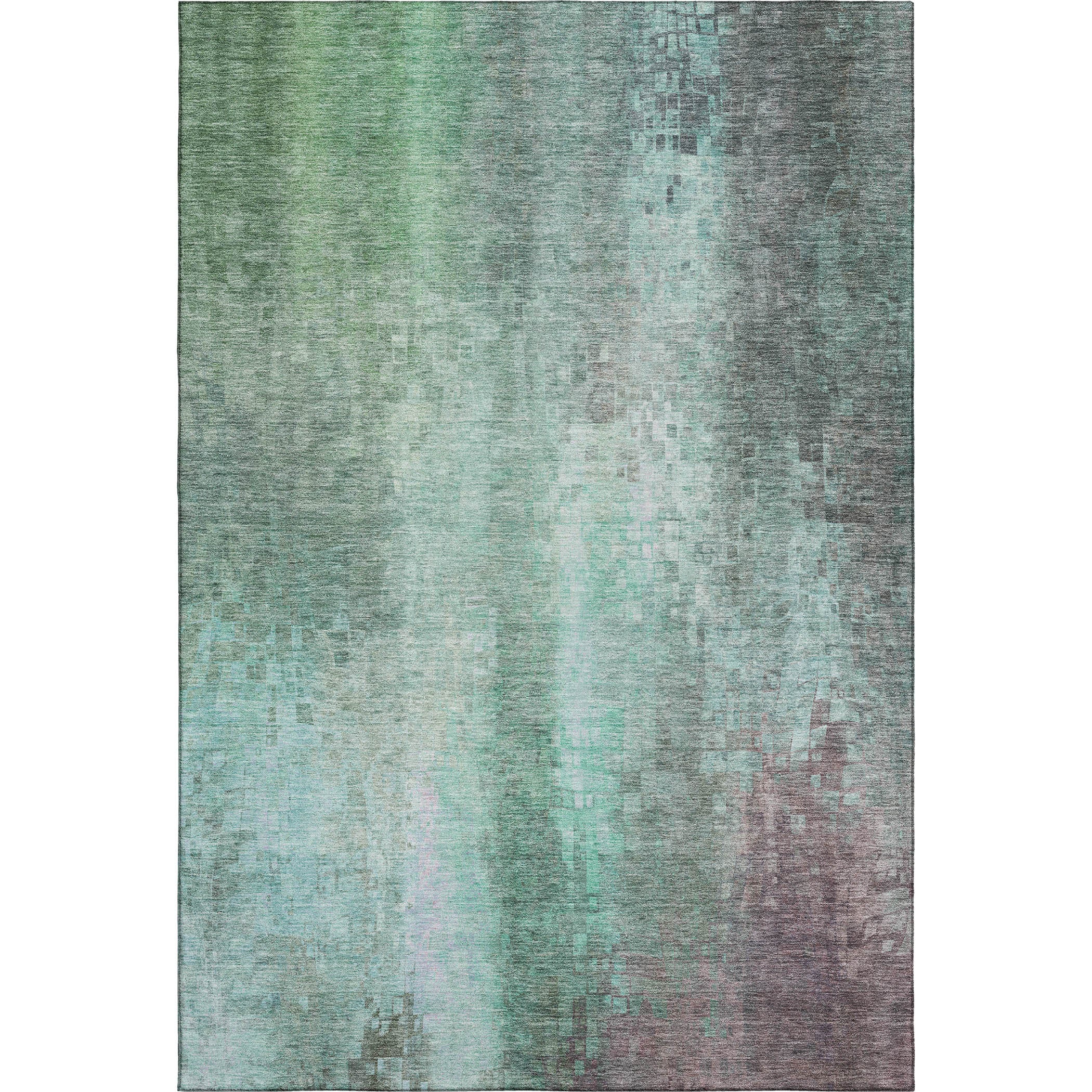 Seoul Machine Washable Transitional Aqua Teal Rug 2'6" x 3'10" #shape_Rectangle
