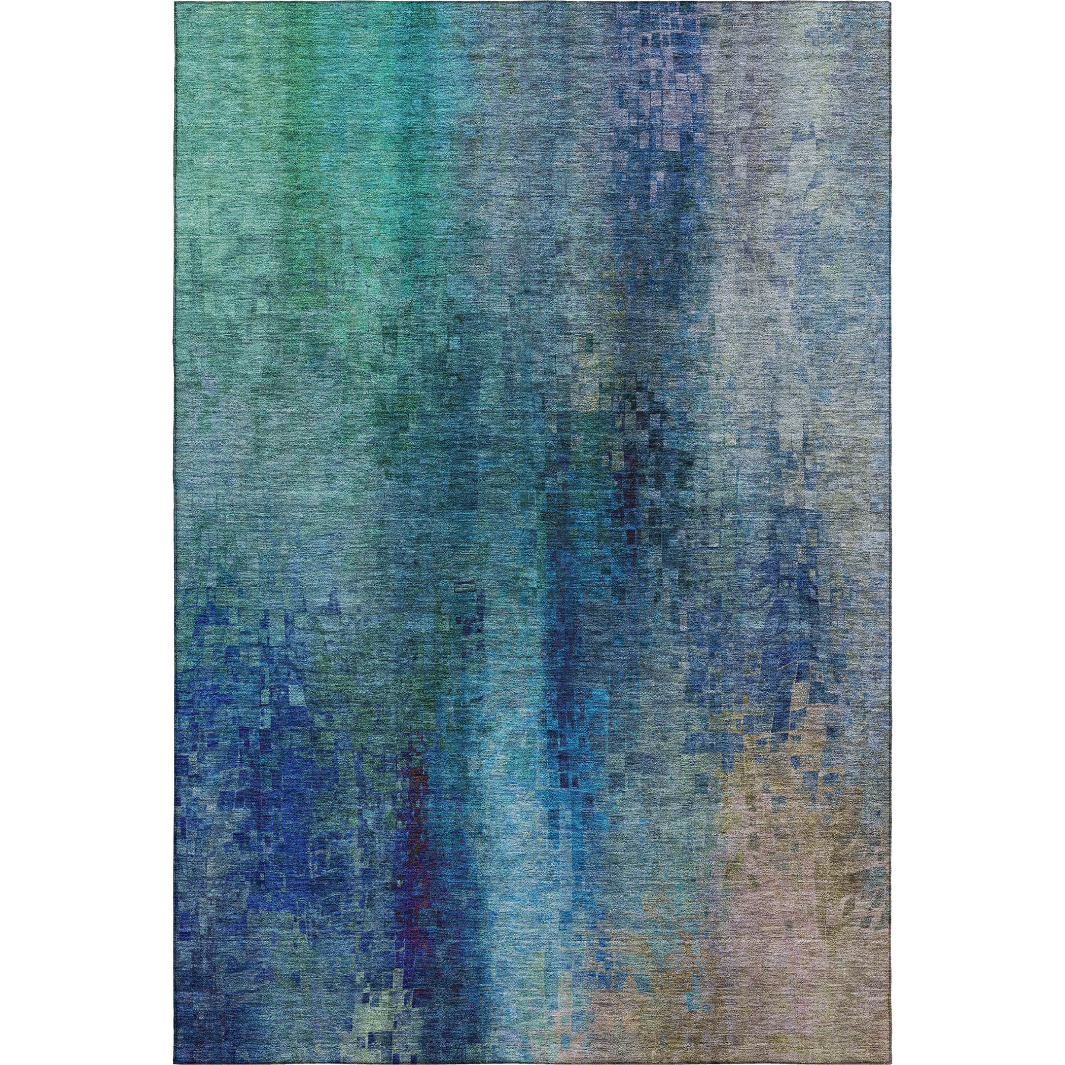 Seoul Machine Washable Transitional Blue Rug 2'6" x 3'10" #shape_Rectangle