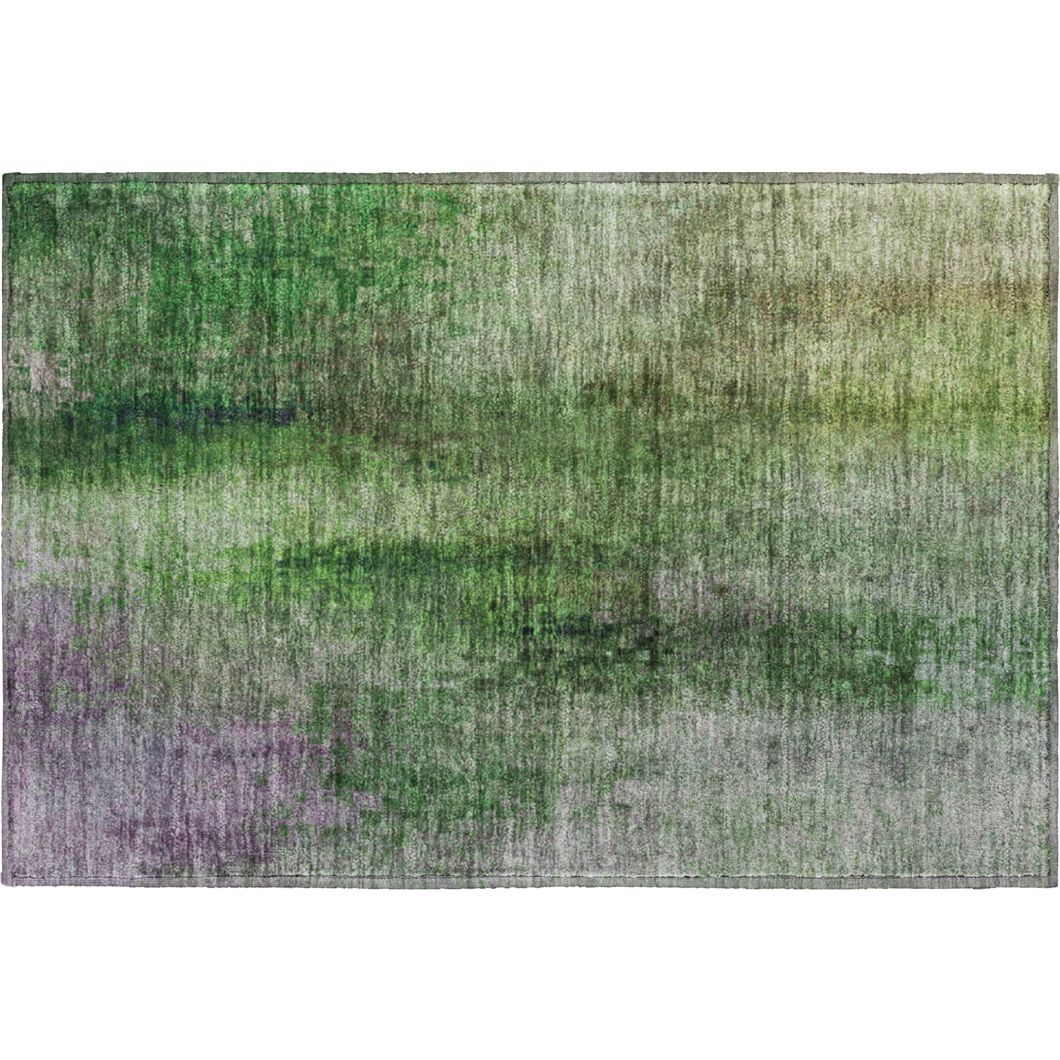 Seoul Machine Washable Transitional Green Rug 1'8" x 2'6" #shape_Rectangle