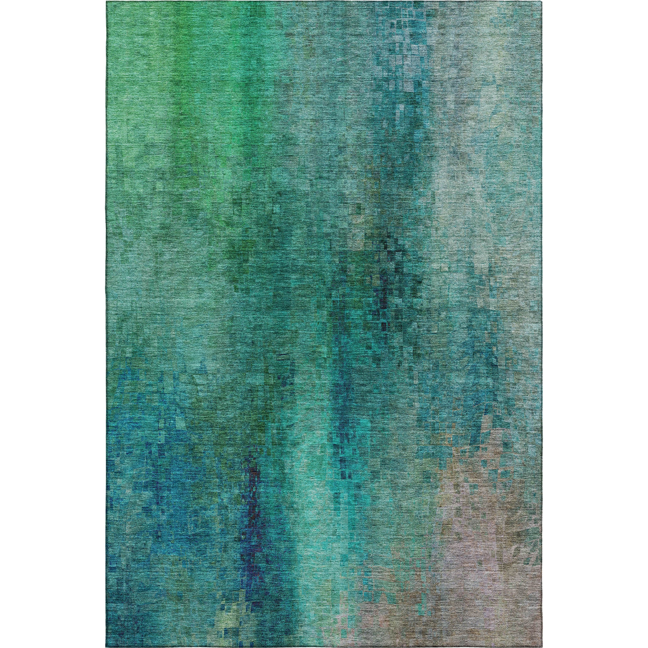 Seoul Machine Washable Transitional Teal Rug 2'6" x 3'10" #shape_Rectangle