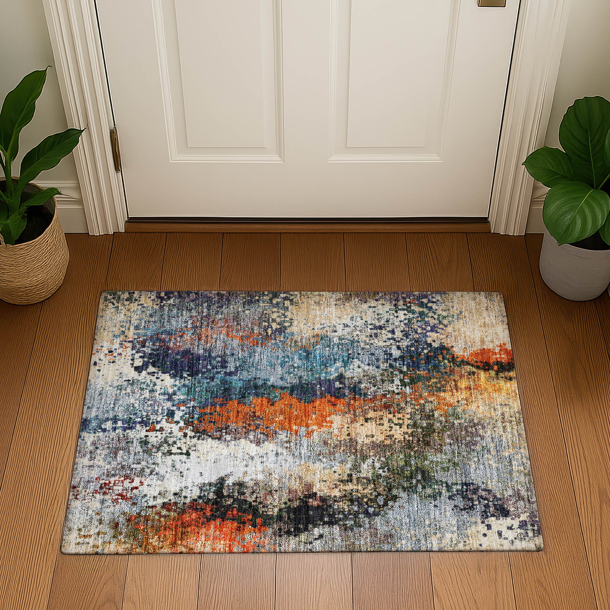 Budapest Machine Washable Transitional Blue Rug 1'8" x 2'6" #shape_Rectangle