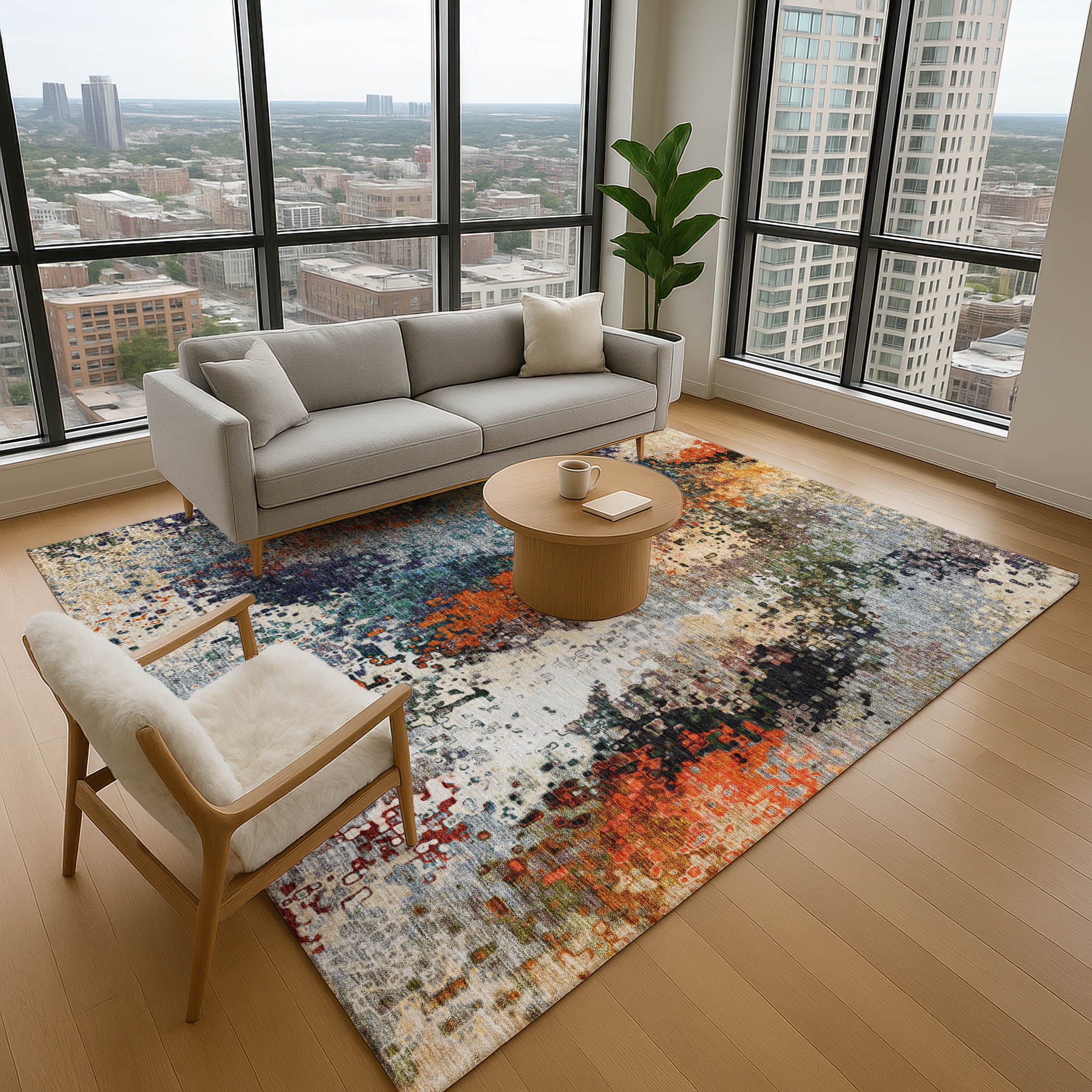 Budapest Machine Washable Transitional Blue Rug 2'6" x 3'10" #shape_Rectangle