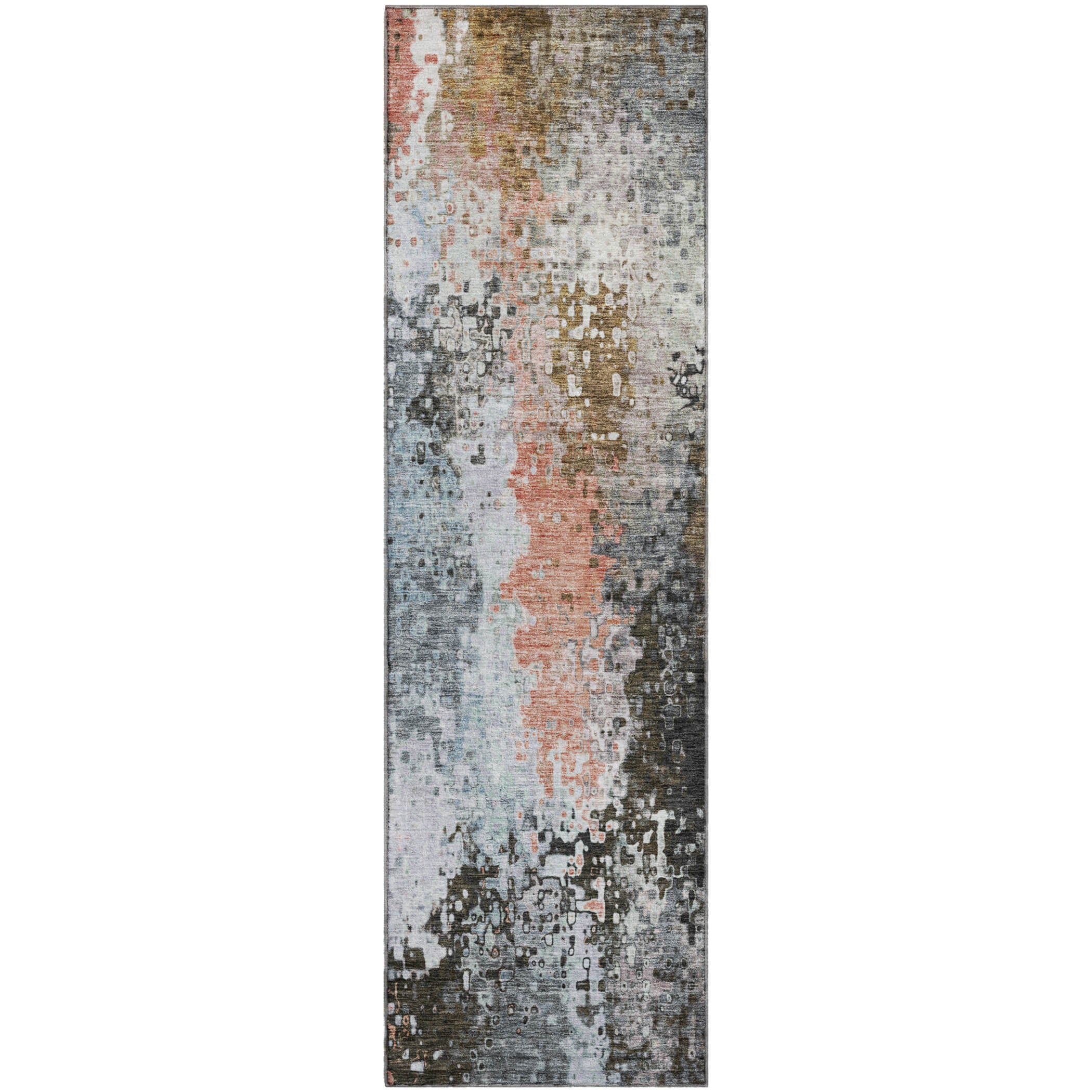 Budapest Machine Washable Transitional Granite Gray Rug 2'3" x 7'6" #shape_Runner