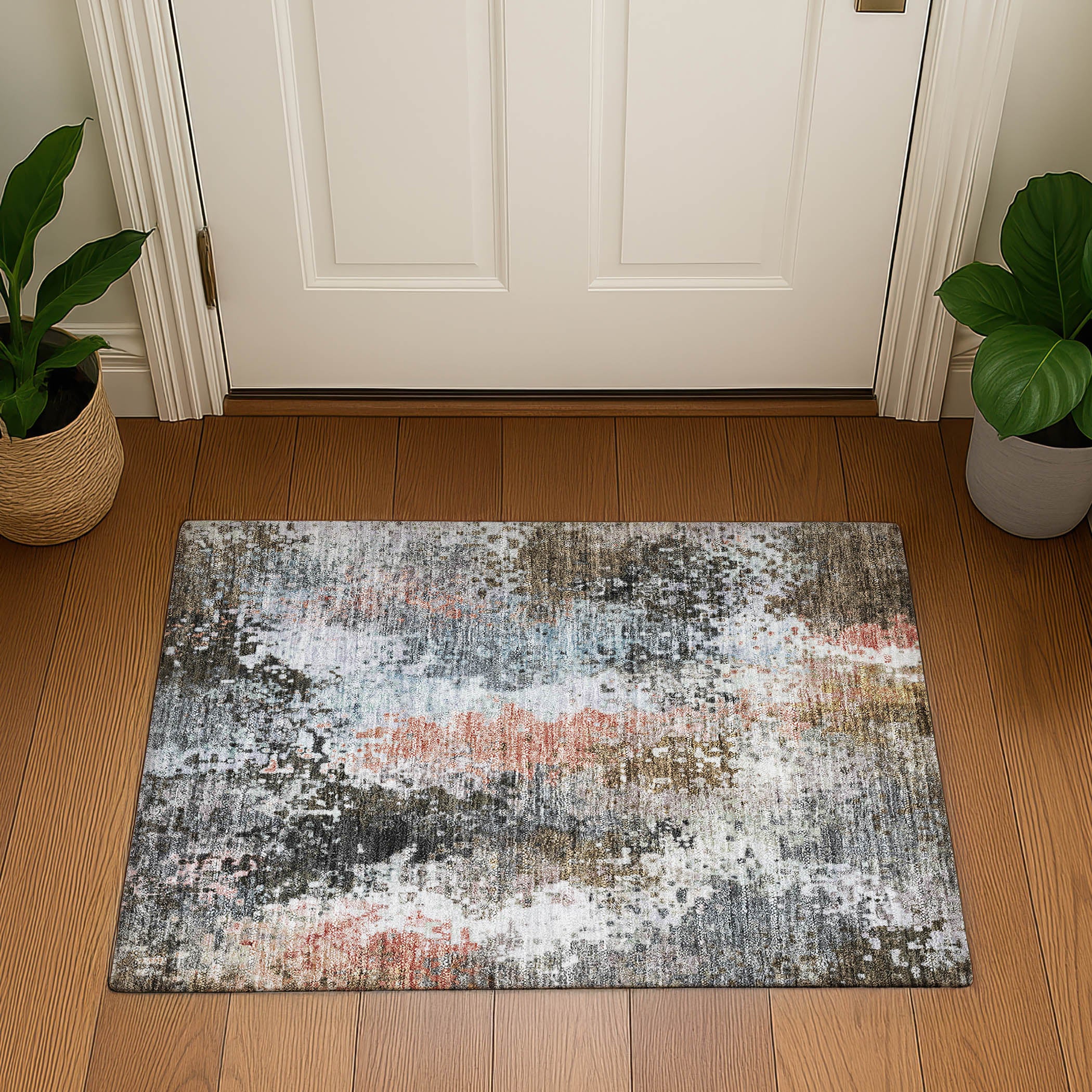Budapest Machine Washable Transitional Granite Gray Rug 1'8" x 2'6" #shape_Rectangle