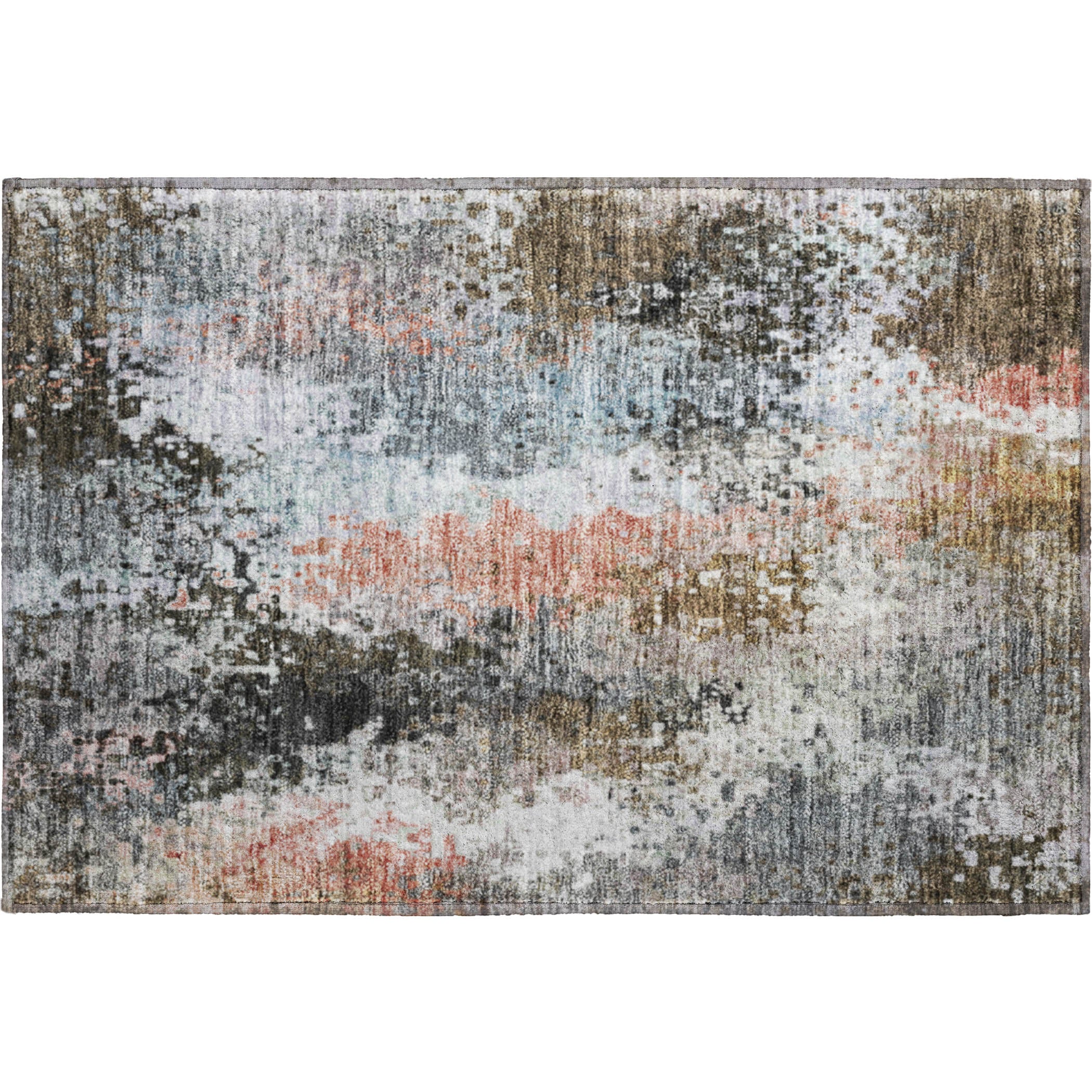 Budapest Machine Washable Transitional Granite Gray Rug 1'8" x 2'6" #shape_Rectangle