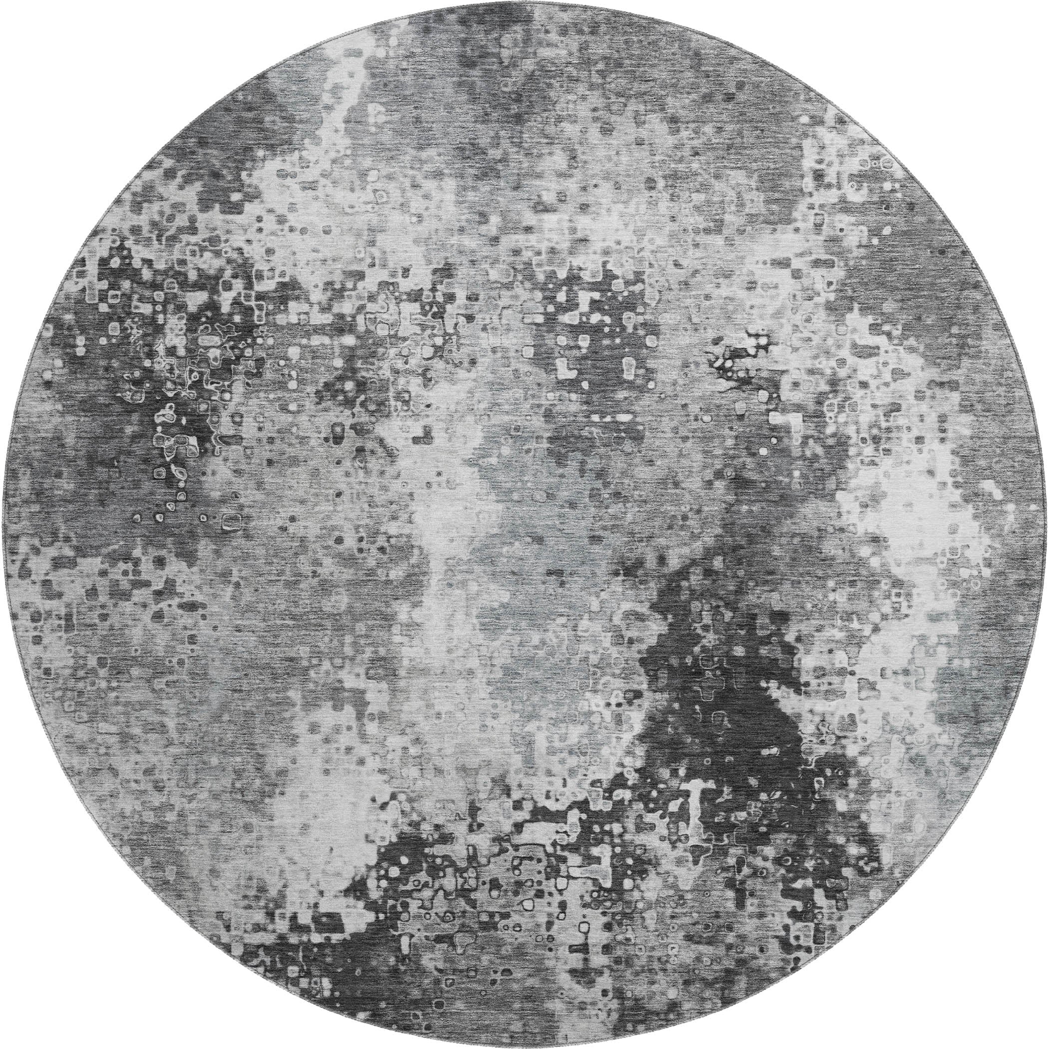 Budapest Machine Washable Transitional Gray Rug 8' x 8' #shape_Round