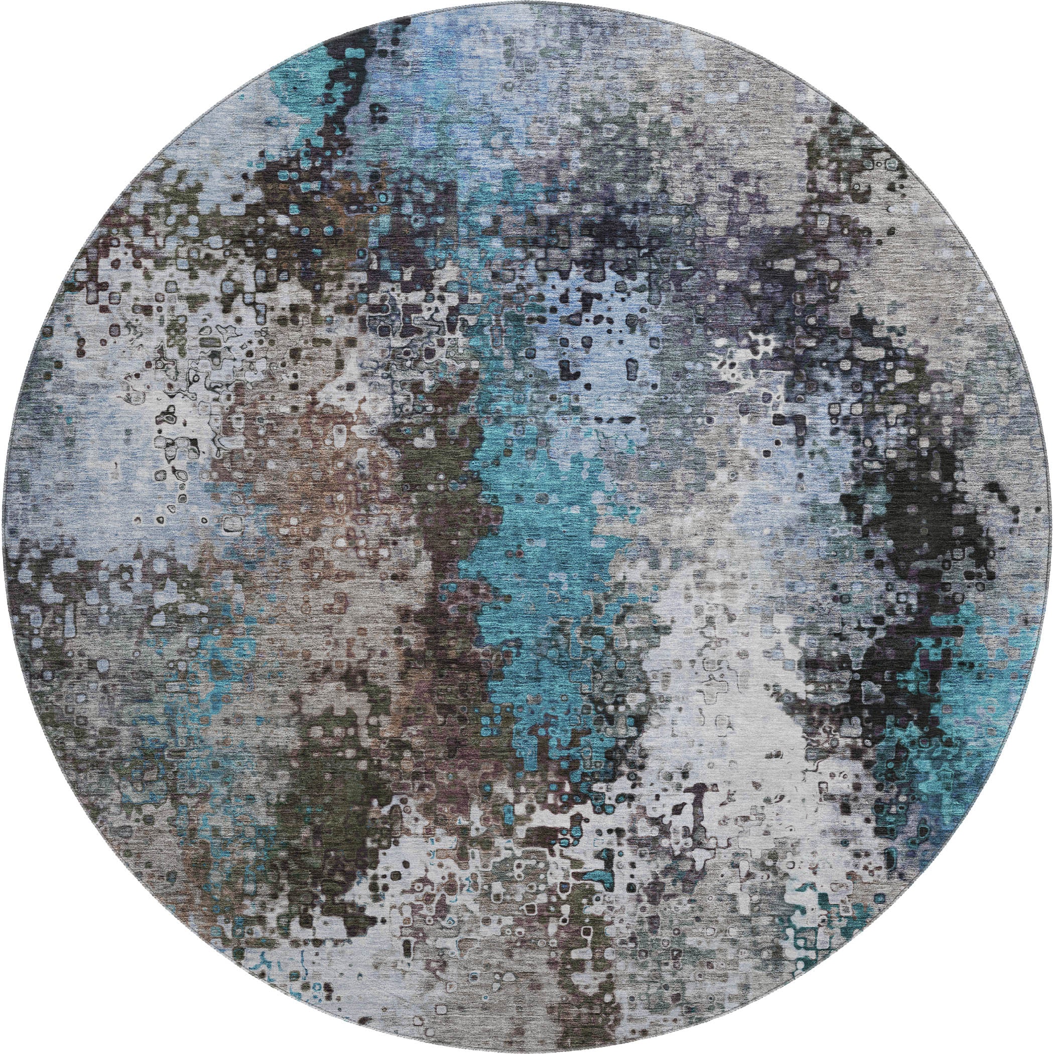 Budapest Machine Washable Transitional Khaki Brown Rug 8' x 8' #shape_Round