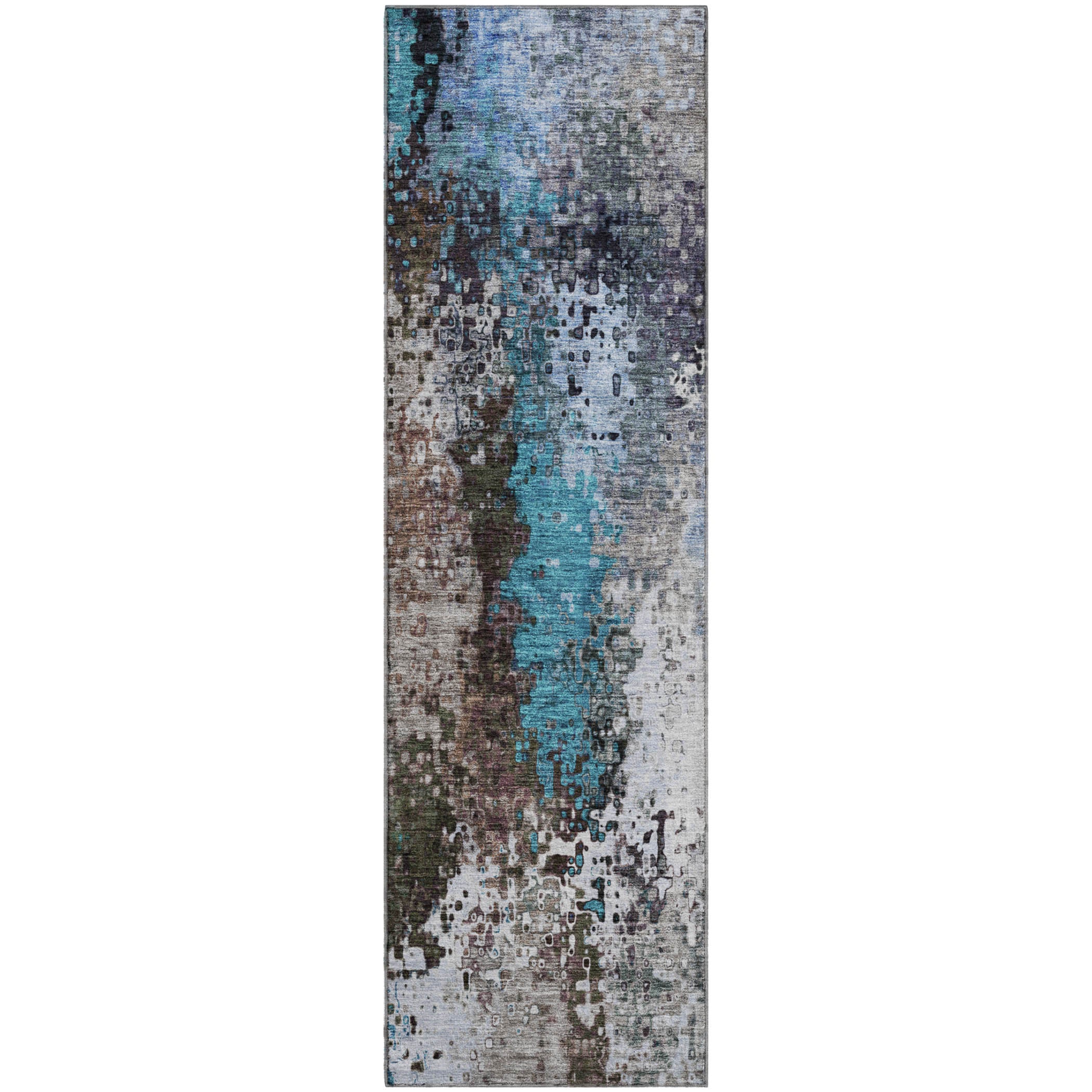 Budapest Machine Washable Transitional Khaki Brown Rug 2'3" x 7'6" #shape_Runner