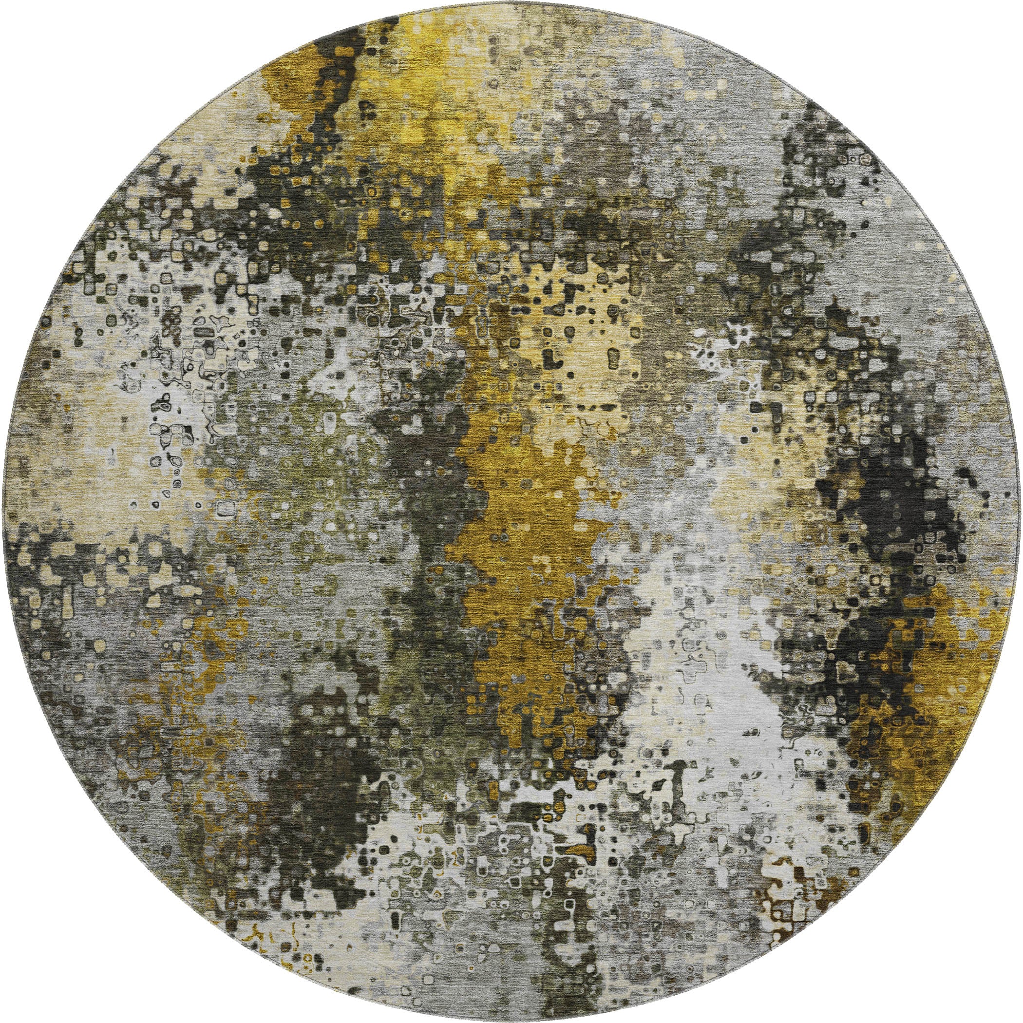 Budapest Machine Washable Transitional Pewter Gray Rug 8' x 8' #shape_Round