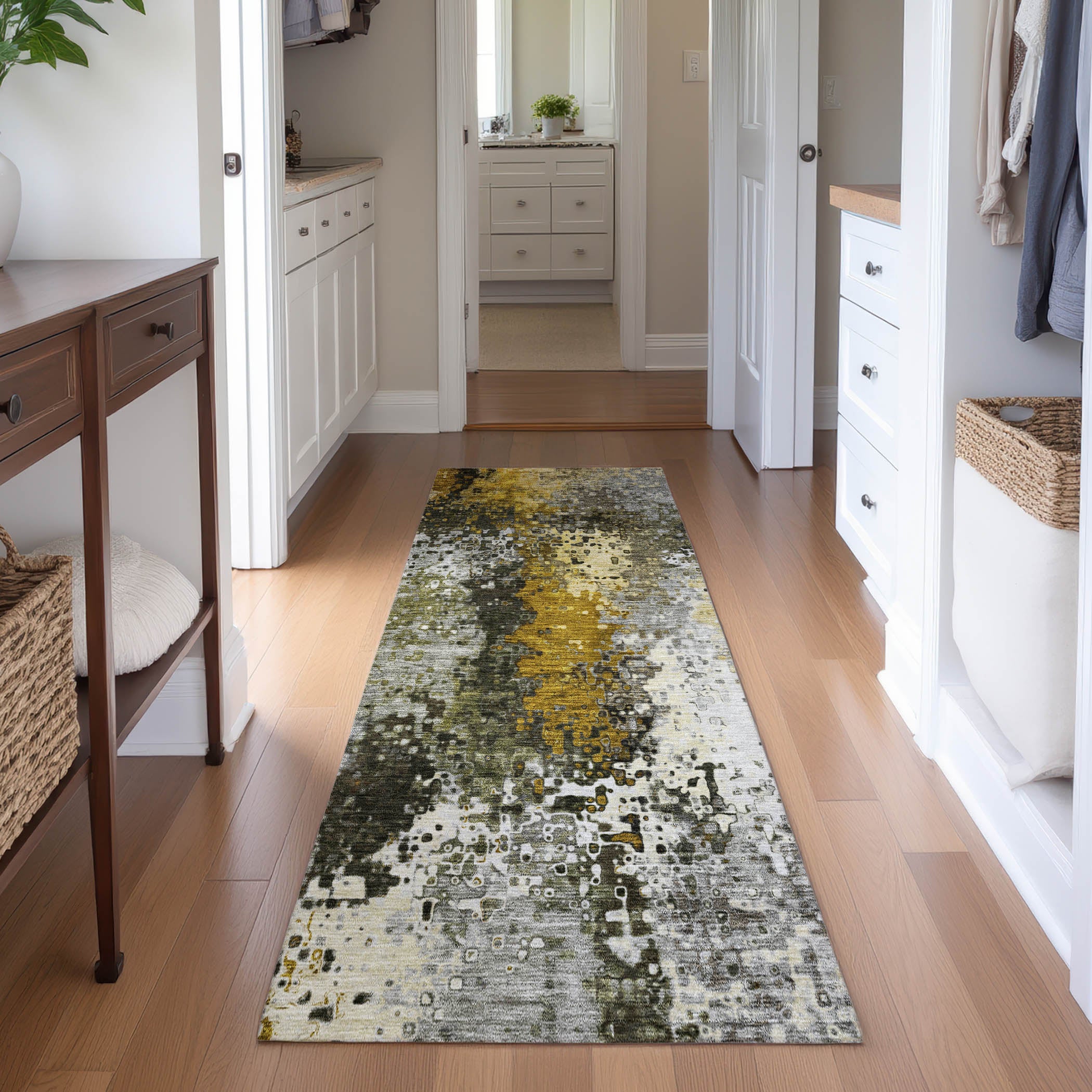 Budapest Machine Washable Transitional Pewter Gray Rug 2'3" x 7'6" #shape_Runner