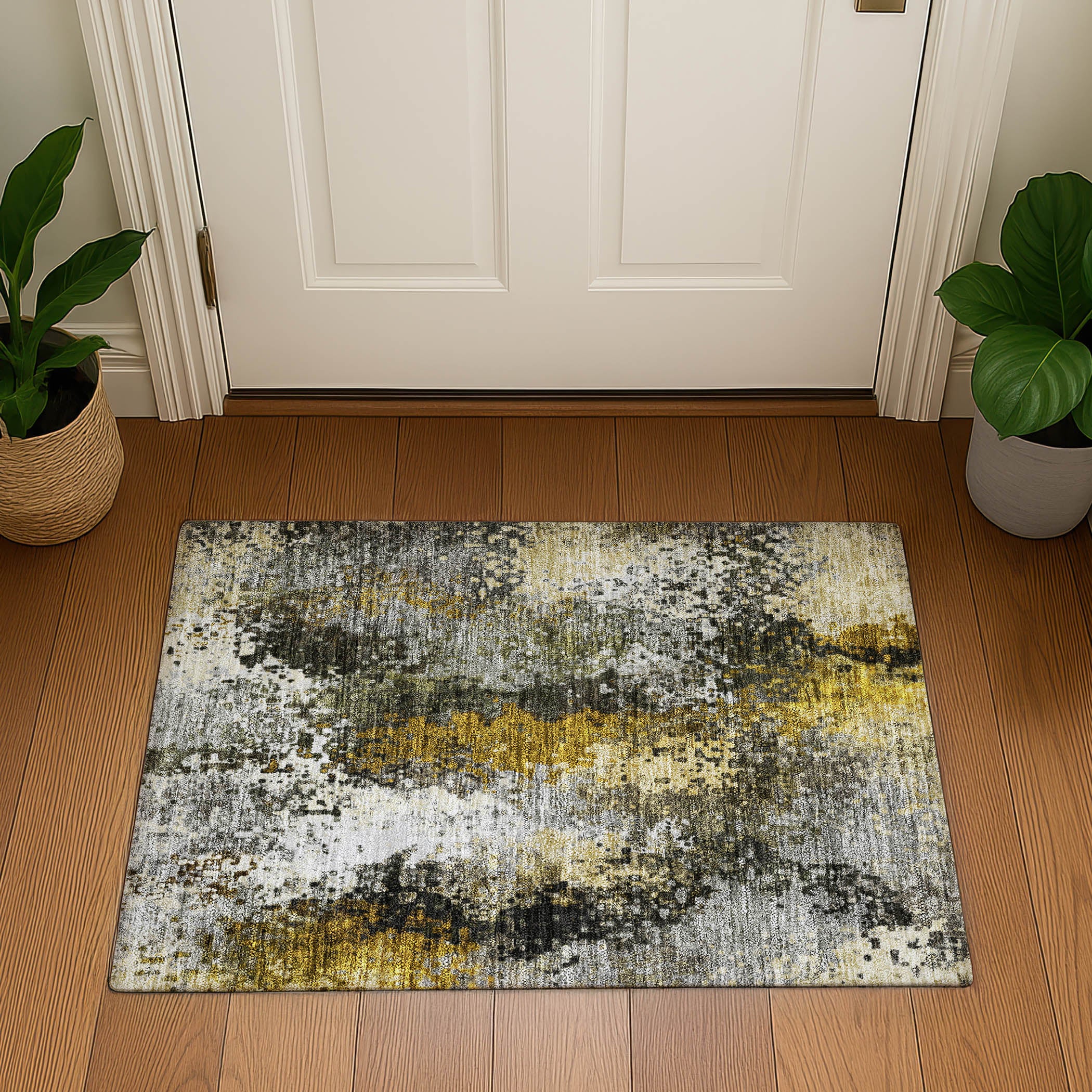 Budapest Machine Washable Transitional Pewter Gray Rug 1'8" x 2'6" #shape_Rectangle
