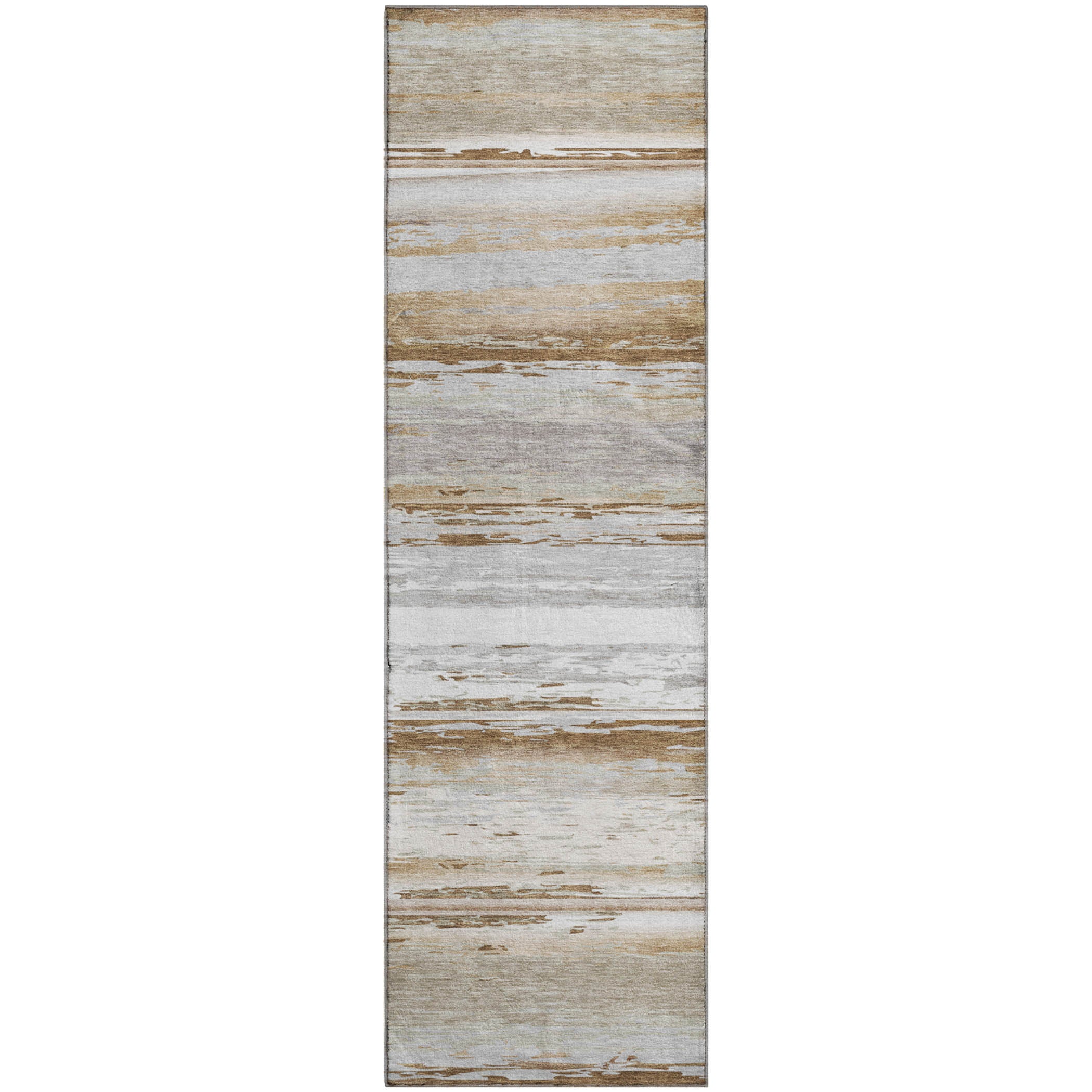 Santorini Machine Washable Transitional Brown Rug 2'3" x 7'6" #shape_Runner