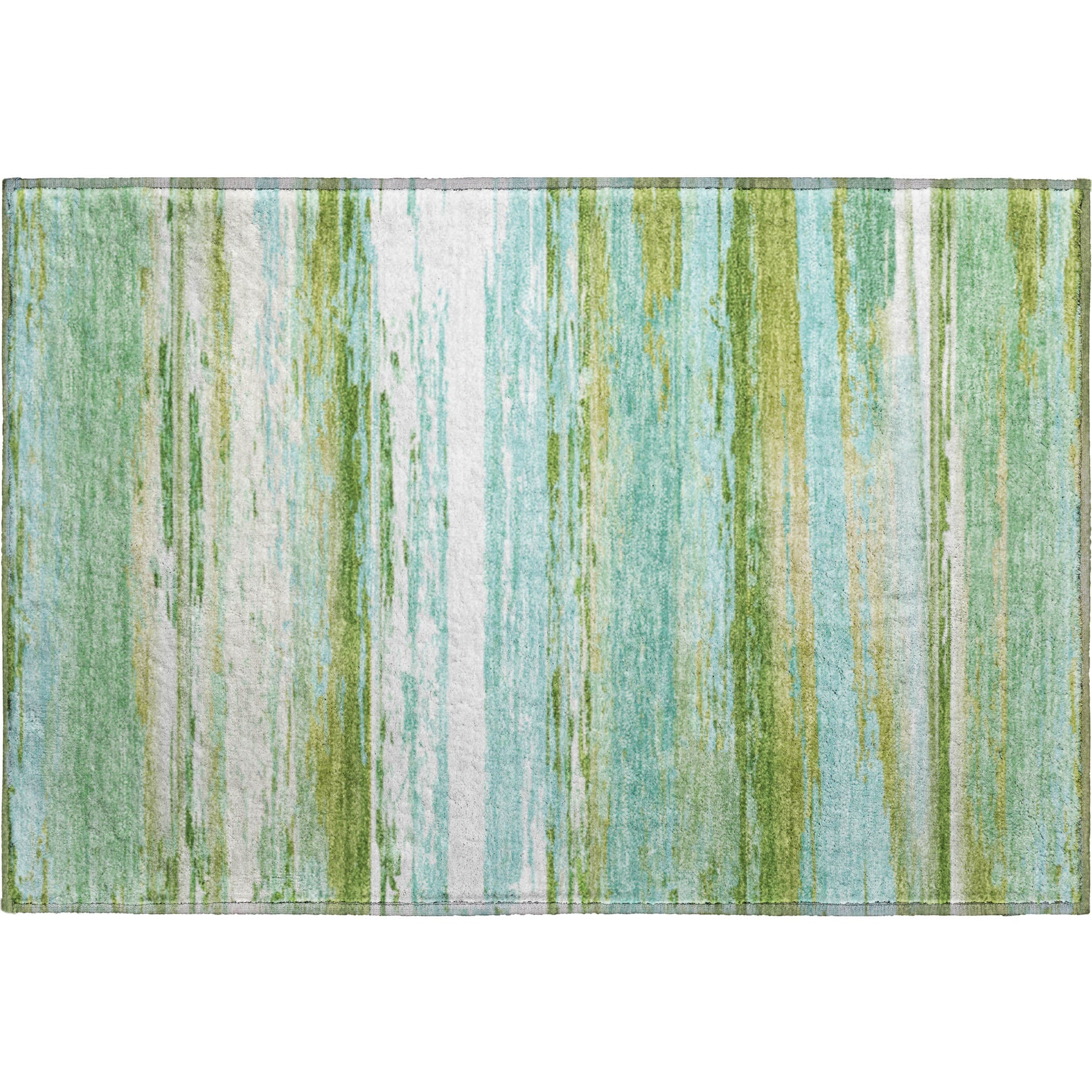 Santorini Machine Washable Transitional Seafoam Blue Rug 1'8" x 2'6" #shape_Rectangle
