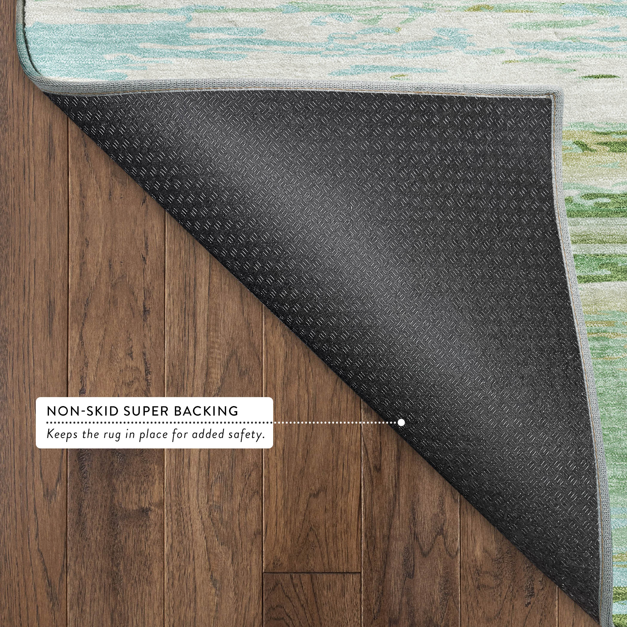 Santorini Machine Washable Transitional Seafoam Blue Rug 1'8" x 2'6" #shape_Rectangle