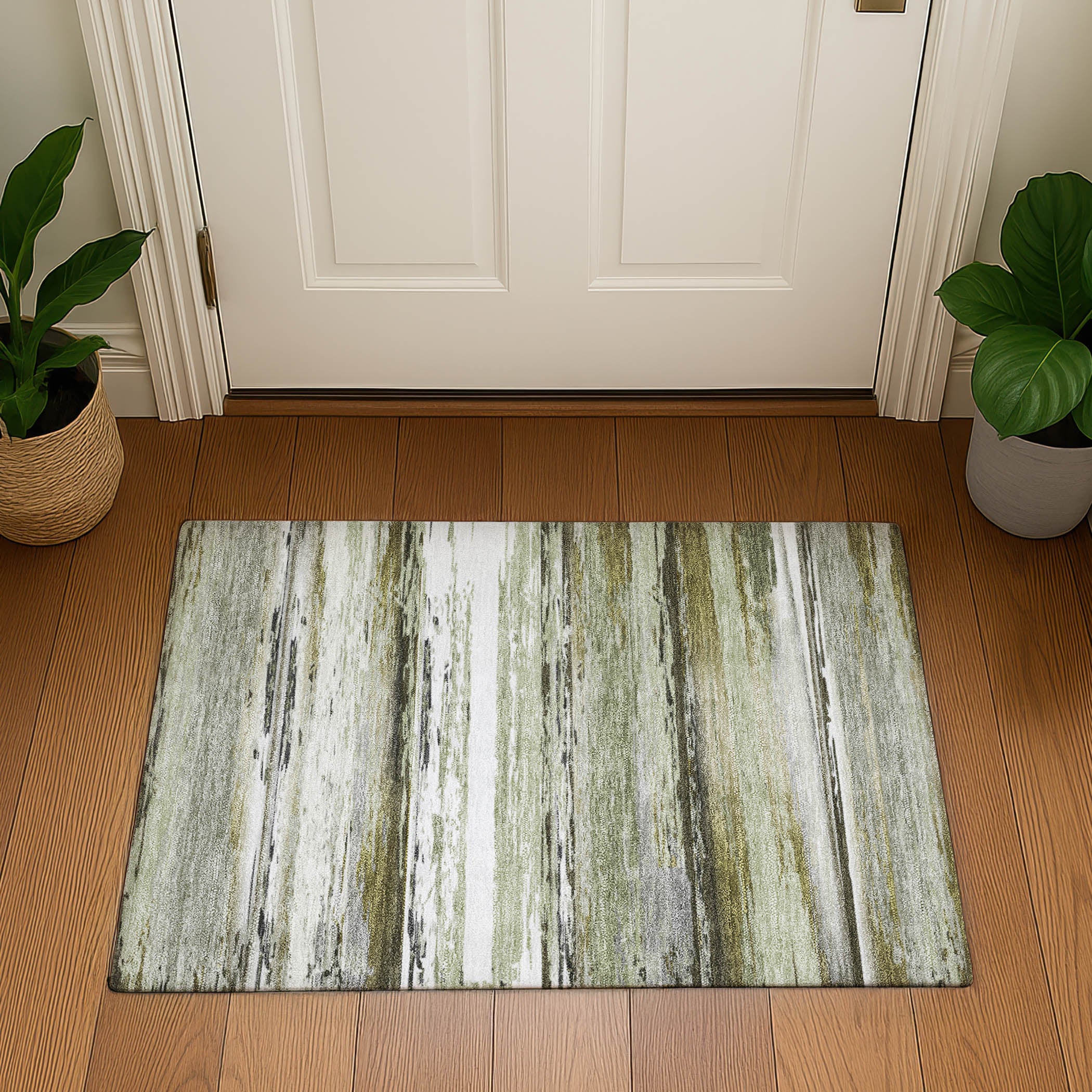 Santorini Machine Washable Transitional Taupe Brown Rug 1'8" x 2'6" #shape_Rectangle