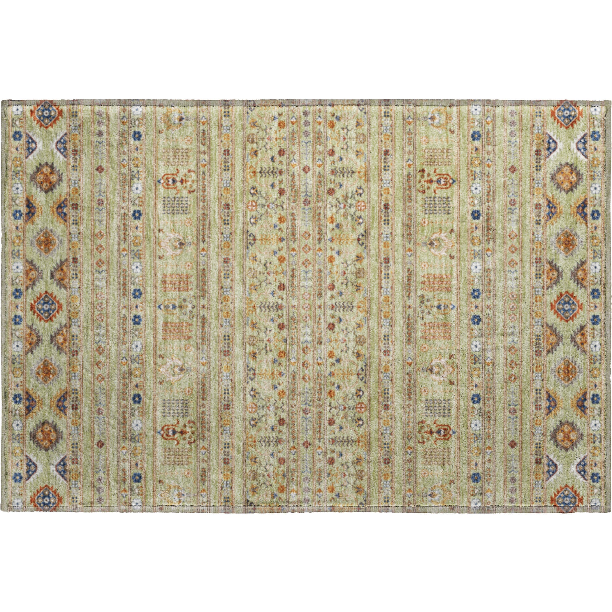Tbilisi Machine Washable Transitional Aloe Green Rug 1'8" x 2'6" #shape_Rectangle