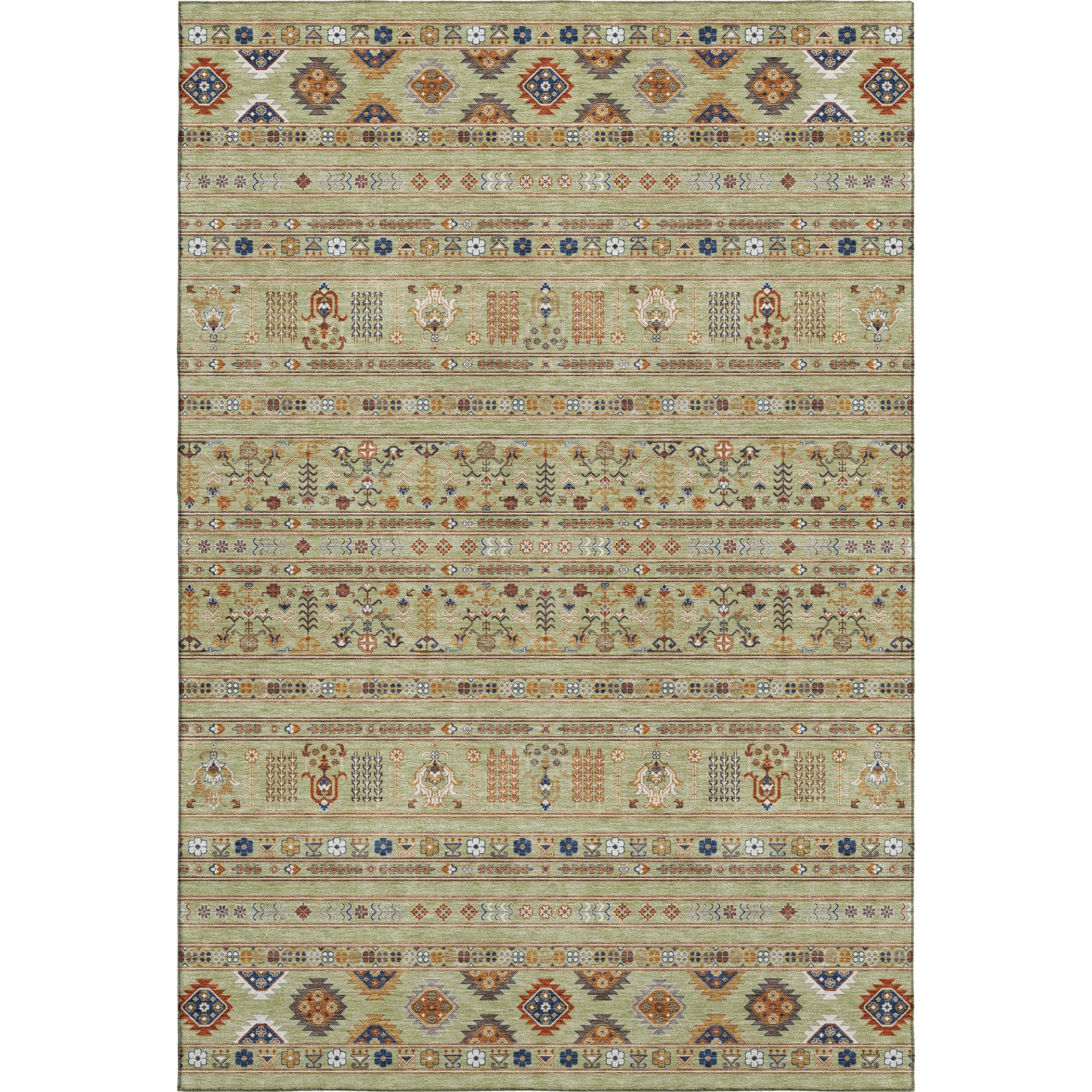 Tbilisi Machine Washable Transitional Aloe Green Rug 2'6" x 3'10" #shape_Rectangle