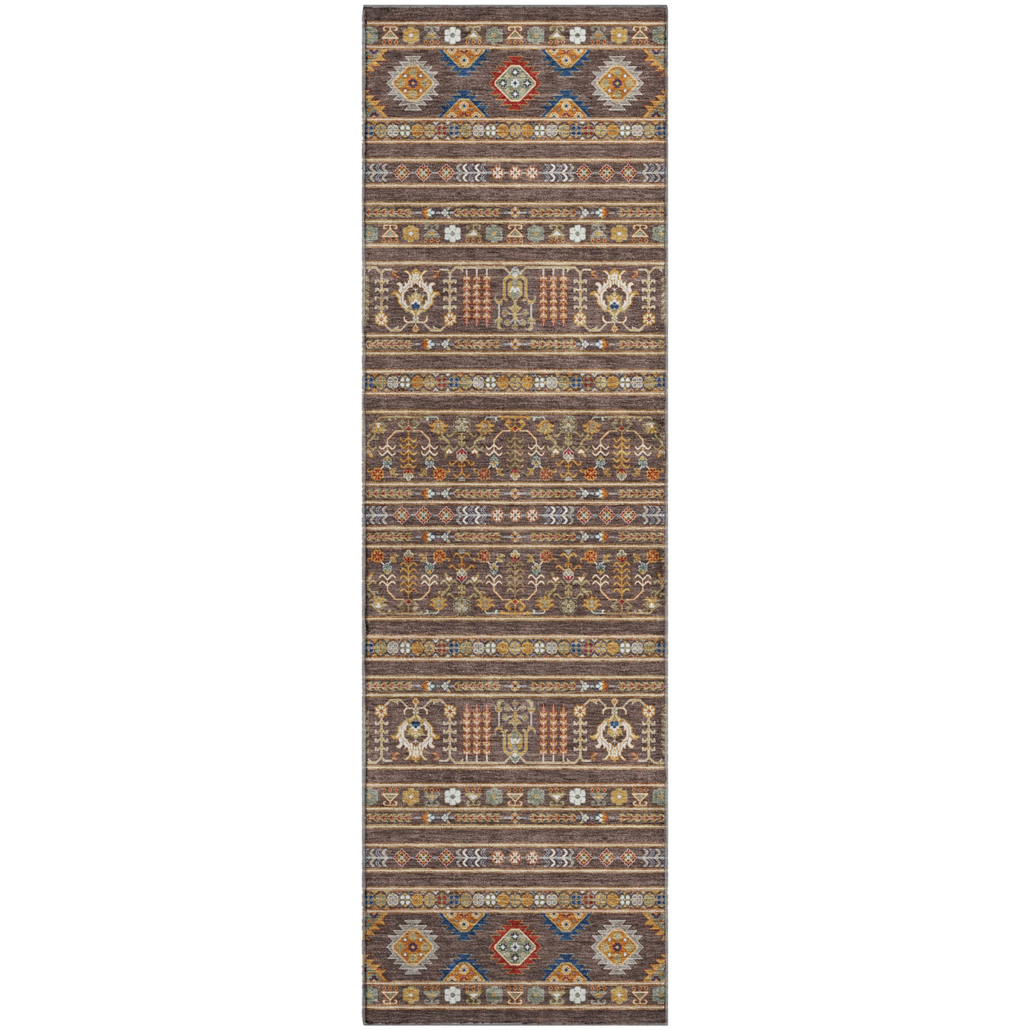 Tbilisi Machine Washable Transitional Chocolate Brown Rug 2'3" x 7'6" #shape_Runner