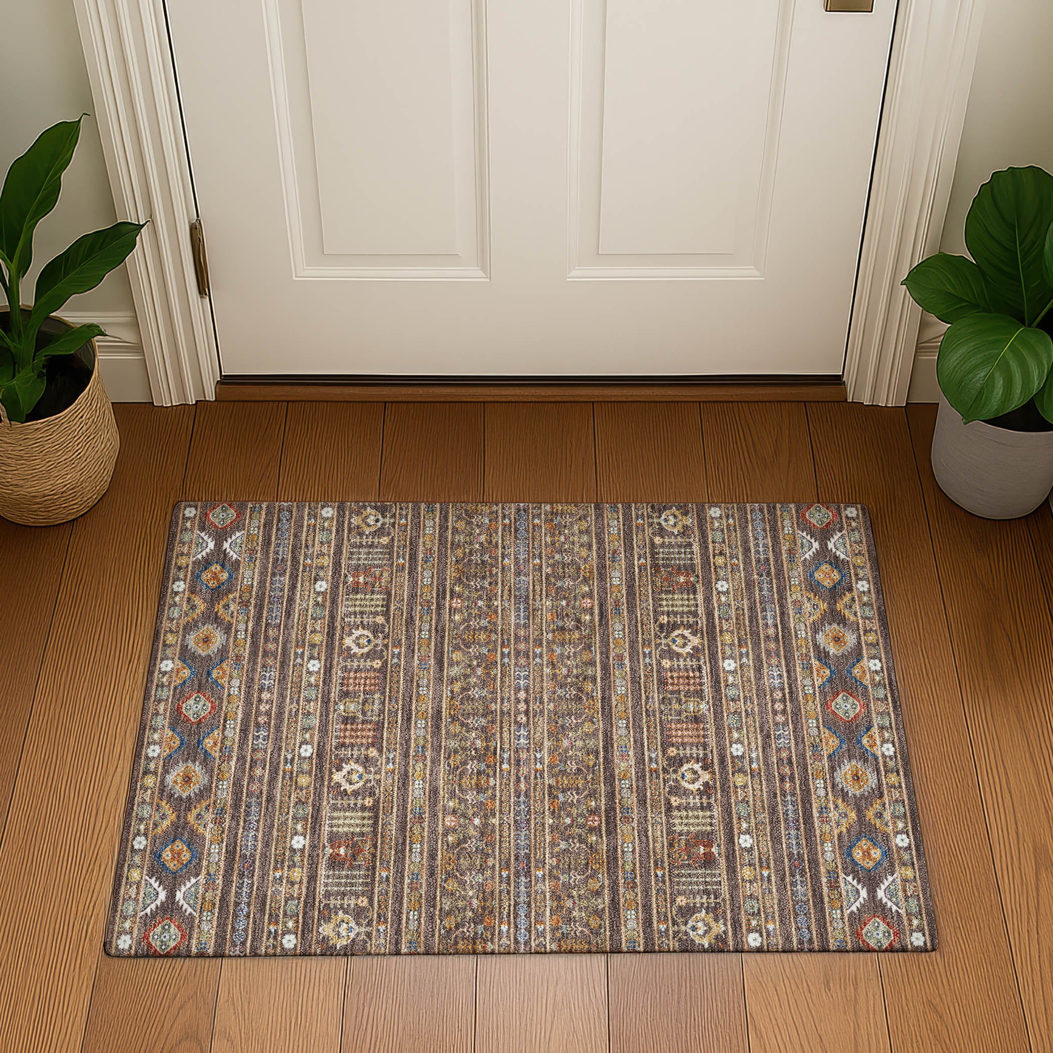 Tbilisi Machine Washable Transitional Chocolate Brown Rug 1'8" x 2'6" #shape_Rectangle
