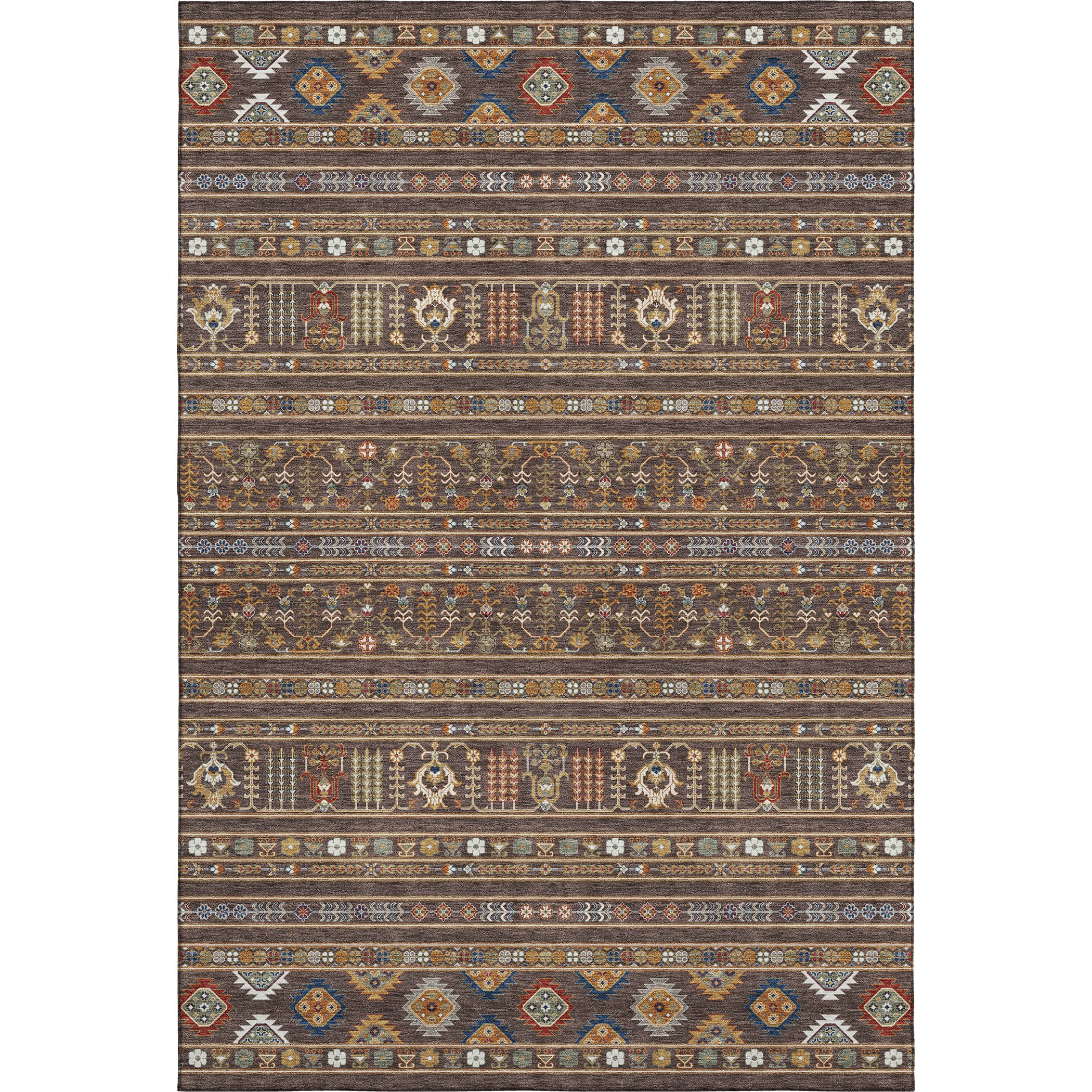 Tbilisi Machine Washable Transitional Chocolate Brown Rug 2'6" x 3'10" #shape_Rectangle